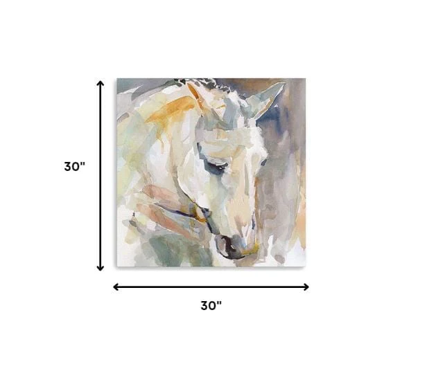 30" x 30" Abstract Watercolor Horse Canvas Wall Art - Image 5