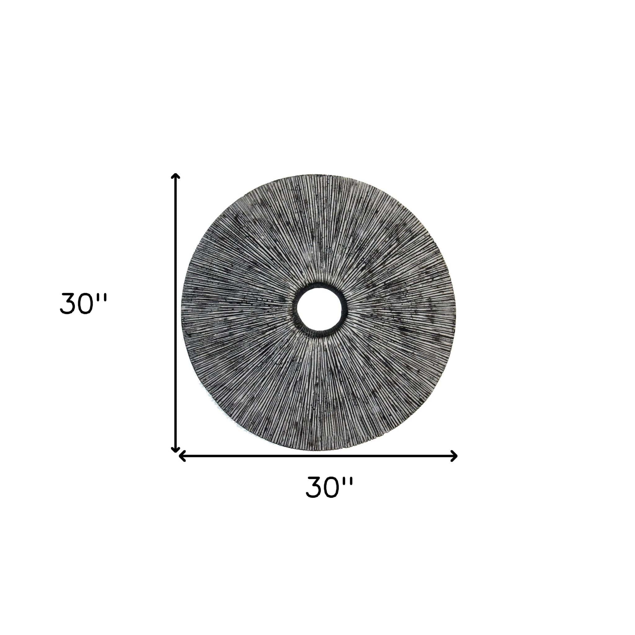 30" X 30" Contemporary Grey Round Rib Wall Art - Image 7