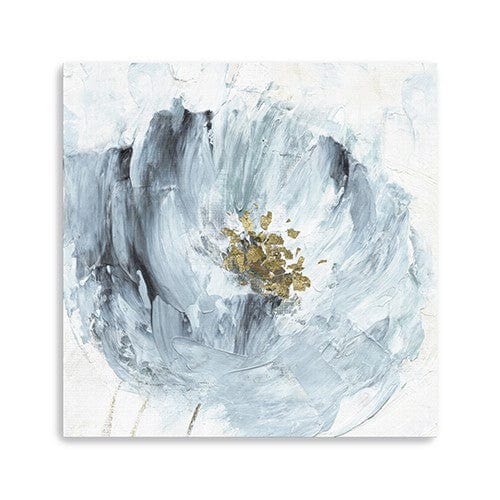 30" x 30" Watercolor Abstract Gray Blue Flower Canvas Wall Art - Image 2