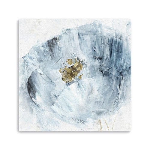 30" x 30" Watercolor Abstract Gray Blue Flower II Canvas Wall Art - Image 2