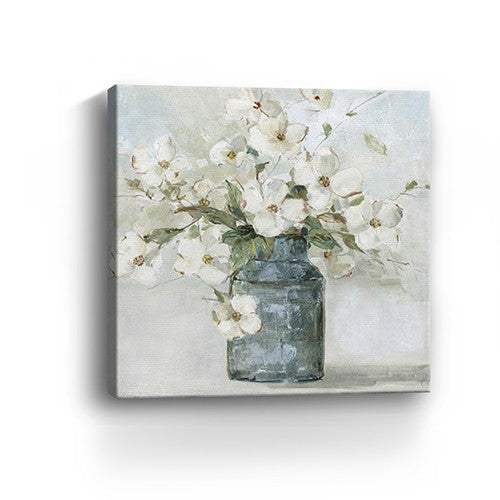 30" x 30" Watercolor Soft Pastel Dogwood Bouquet Canvas Wall Art - Image 2