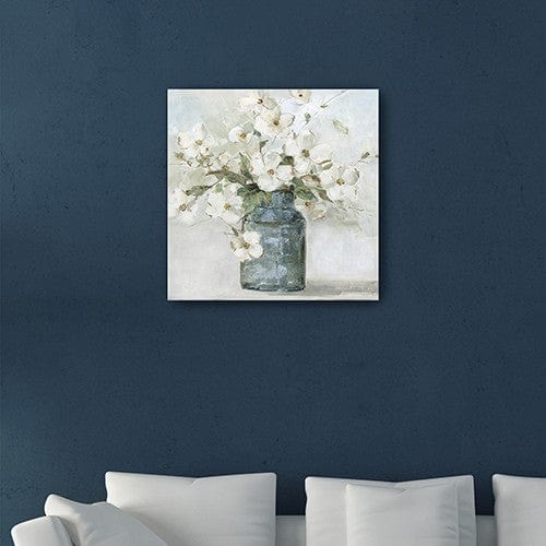 30" x 30" Watercolor Soft Pastel Dogwood Bouquet Canvas Wall Art - Image 4