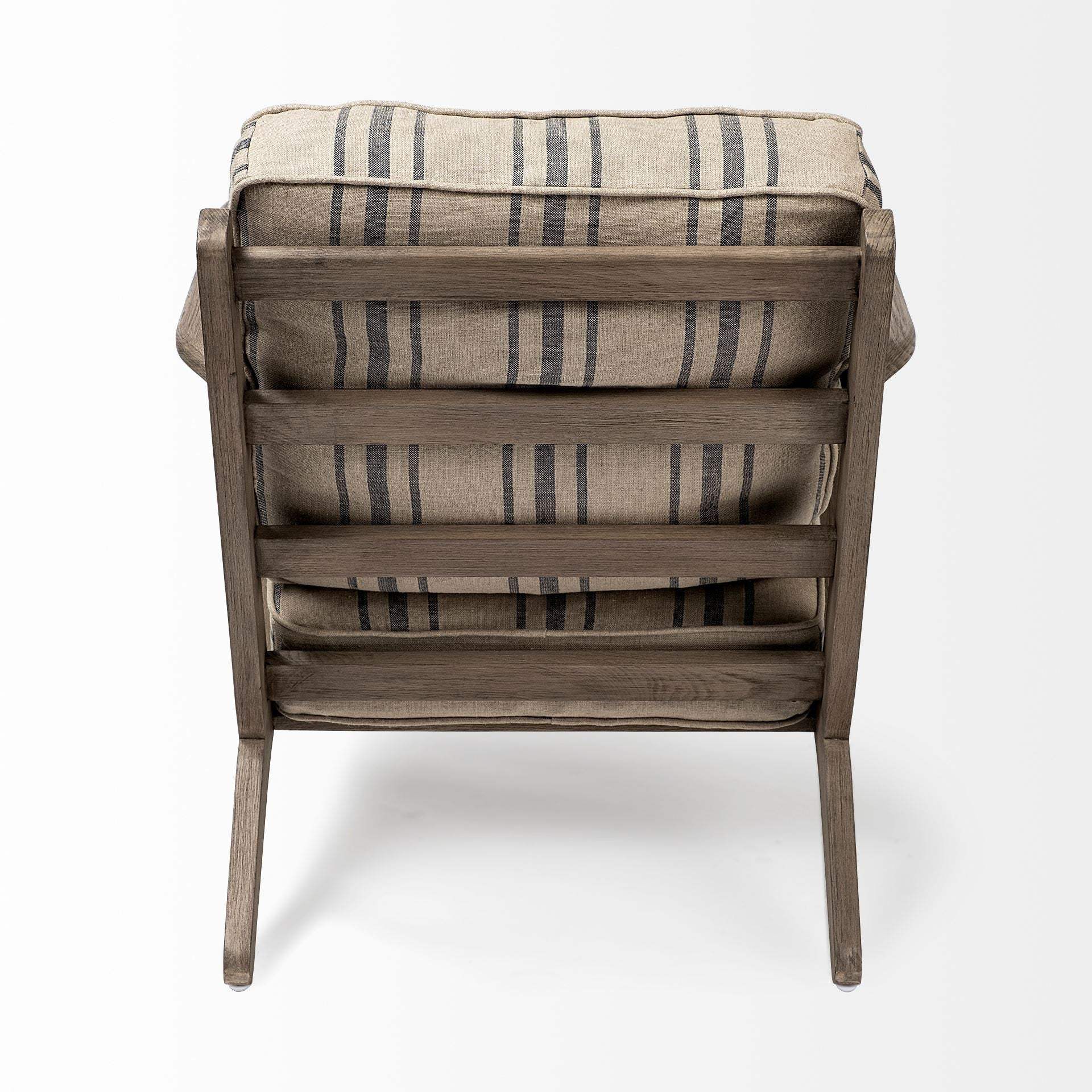 31" Beige and Gray And Brown Fabric Striped Lounge Chair - Image 5