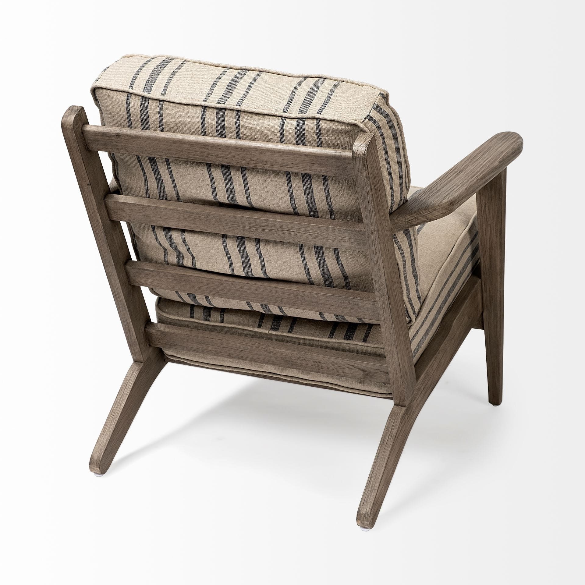 31" Beige and Gray And Brown Fabric Striped Lounge Chair - Image 6