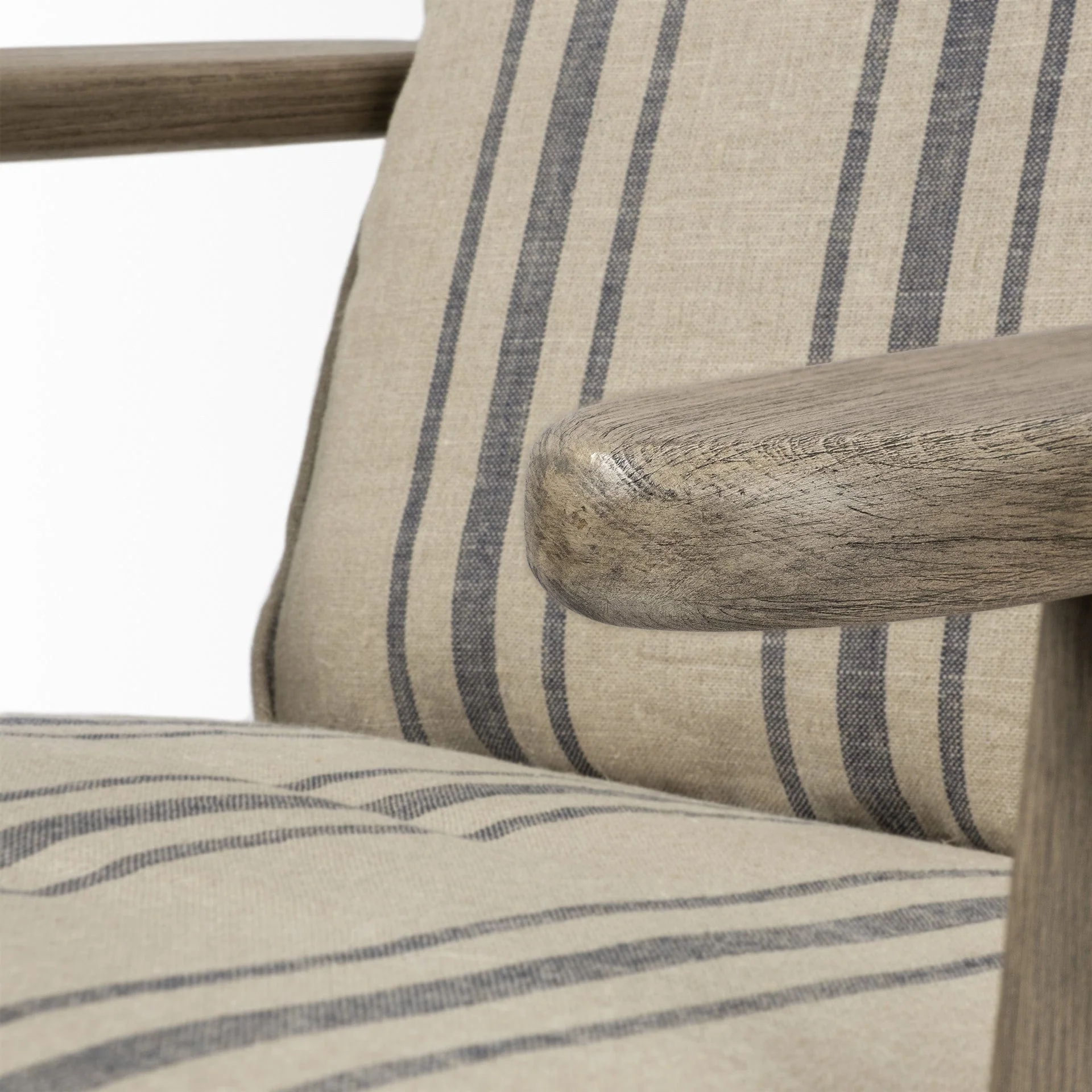 31" Beige and Gray And Brown Fabric Striped Lounge Chair - Image 9