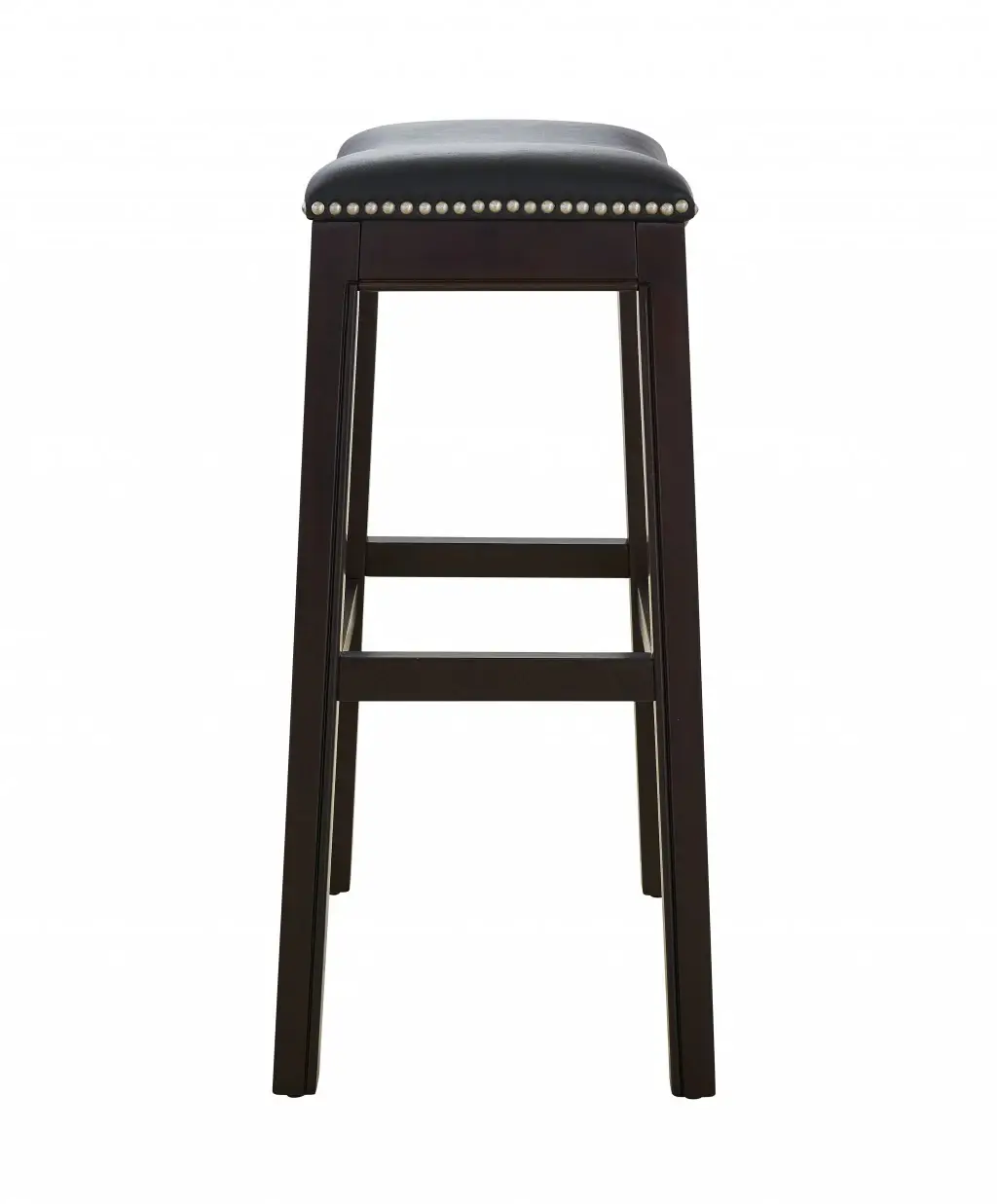 31" Black And Espresso Solid Wood Backless Bar Height Bar Chair - Image 2
