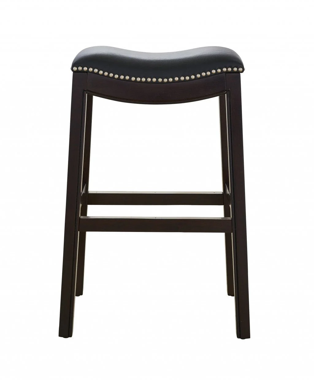 31" Black And Espresso Solid Wood Backless Bar Height Bar Chair - Image 3
