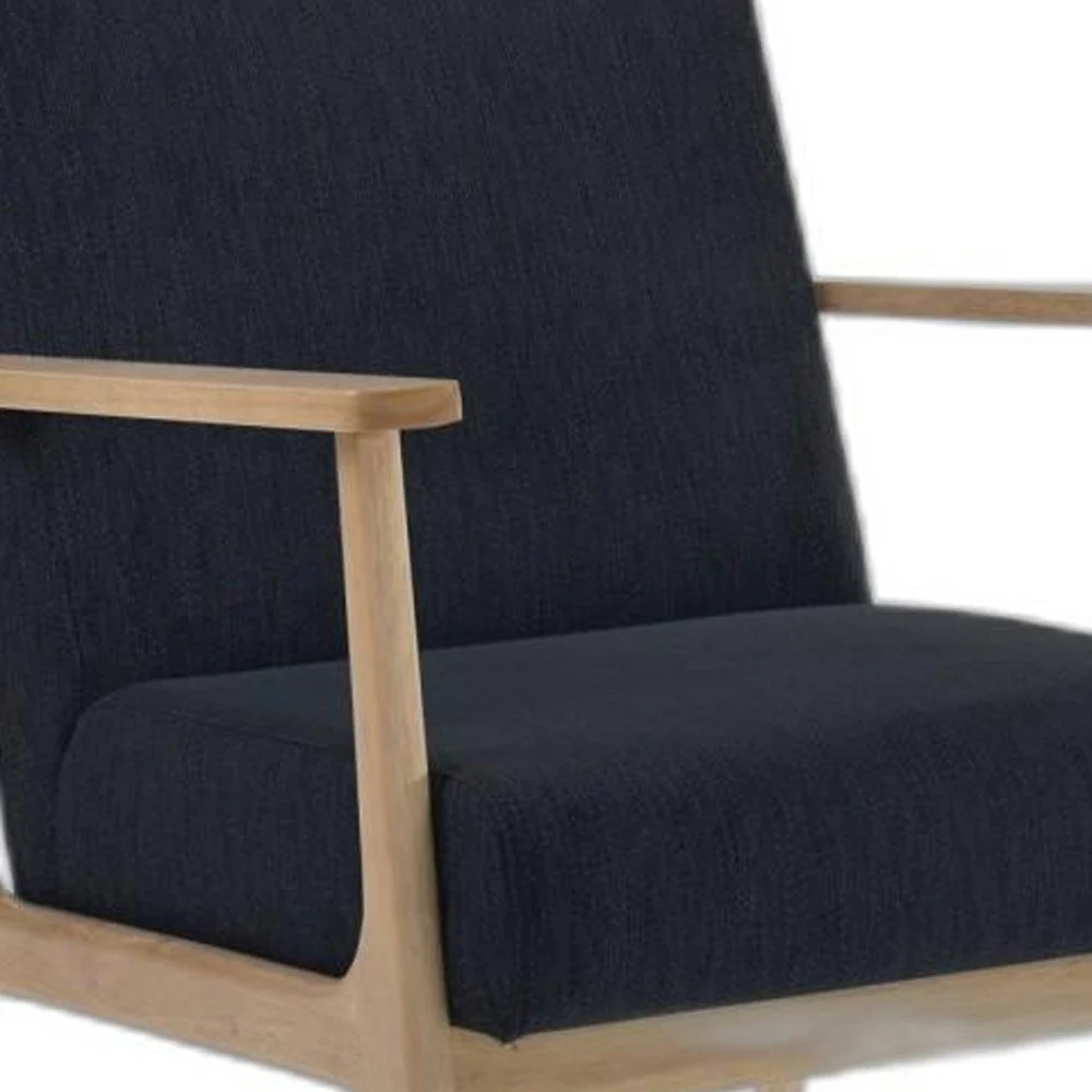 31" Black and Natural Oak Low Seat Modern Armchair - Image 2