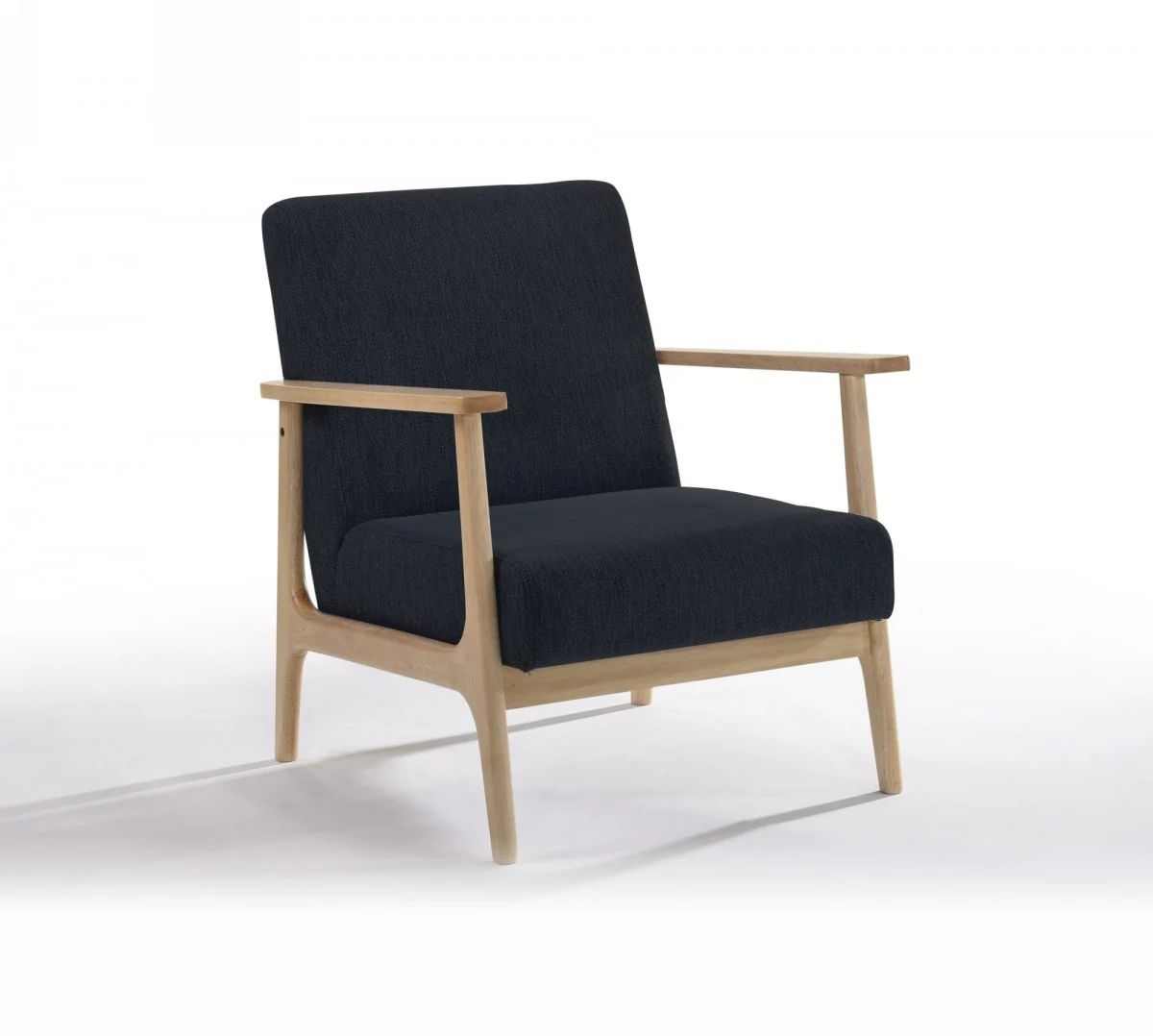 31" Black and Natural Oak Low Seat Modern Armchair - Image 3