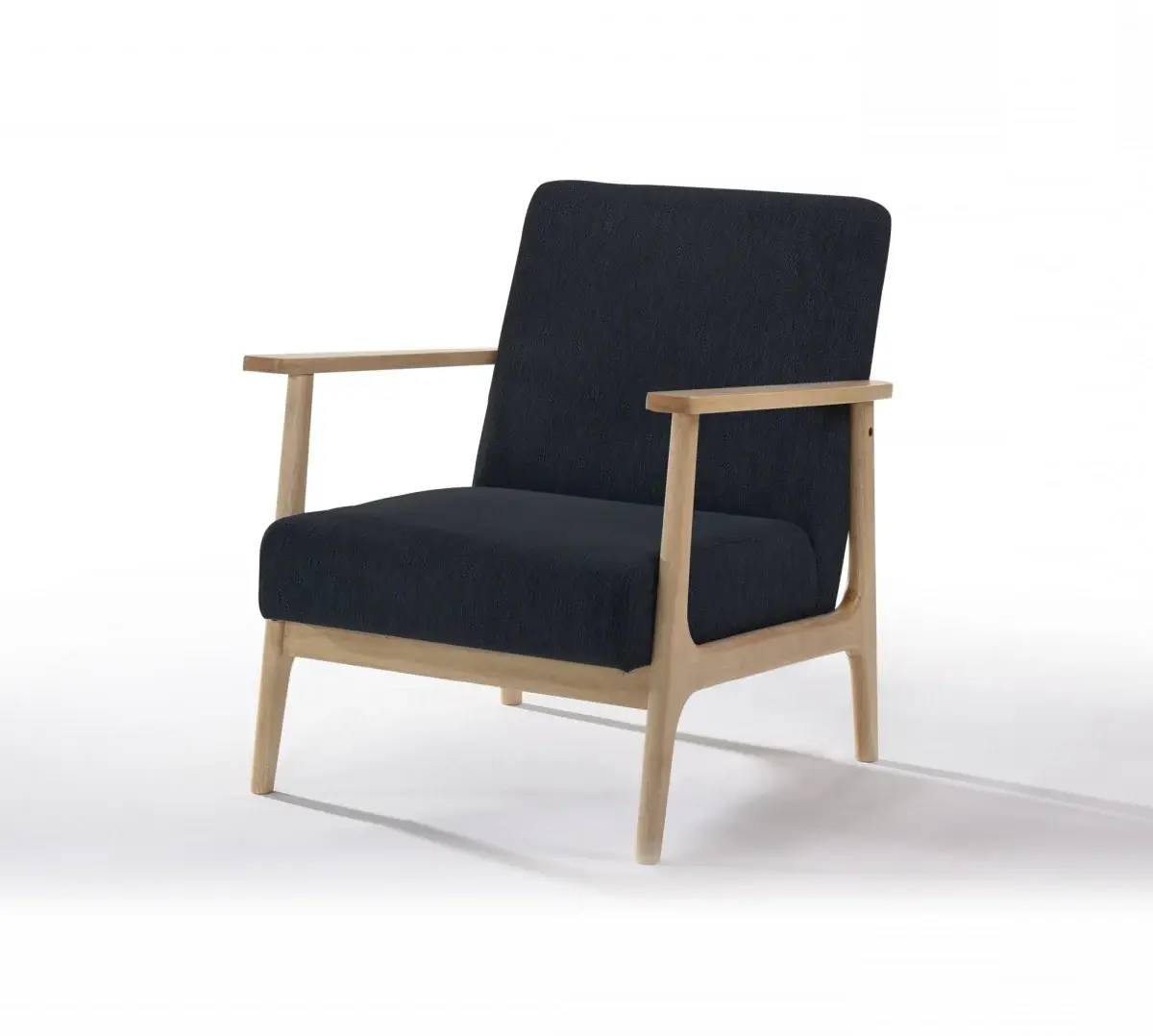 31" Black and Natural Oak Low Seat Modern Armchair - Image 4