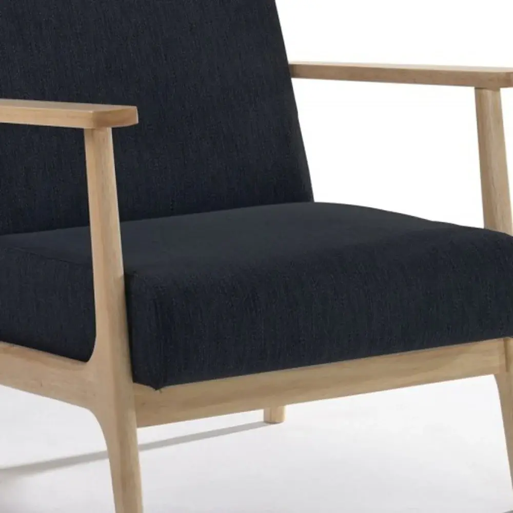 31" Black and Natural Oak Low Seat Modern Armchair - Image 6
