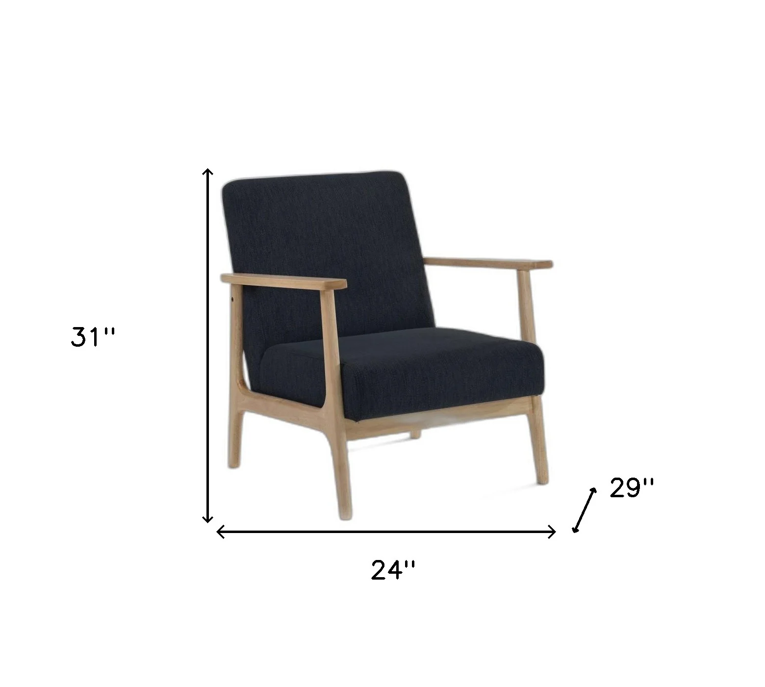 31" Black and Natural Oak Low Seat Modern Armchair - Image 7