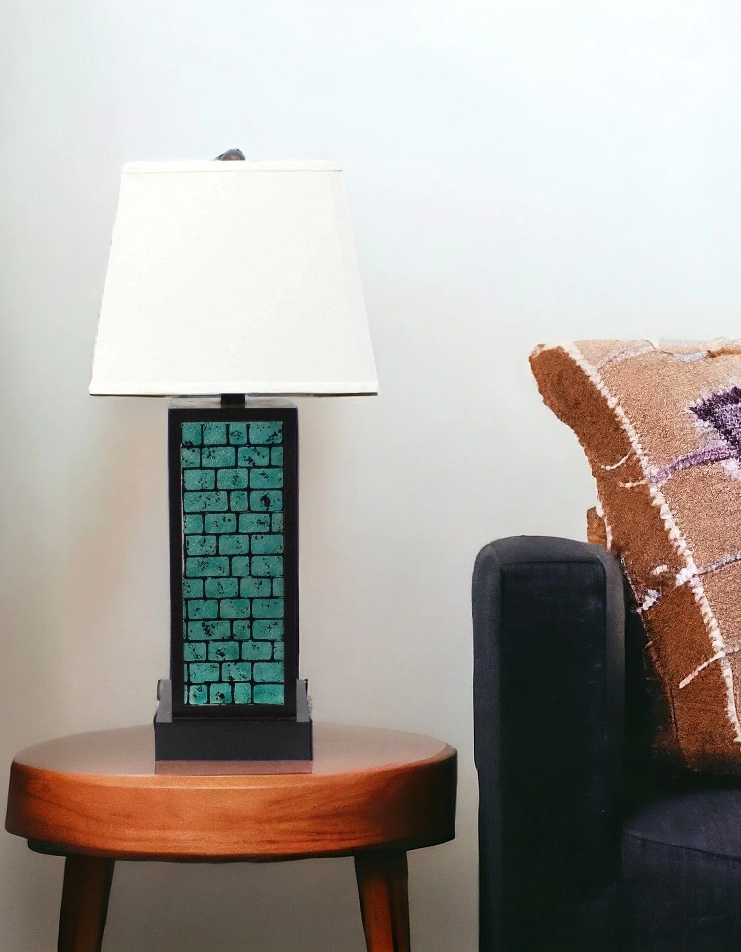 31" Black Metal Bedside Lamp With White Empire Shade - Image 7