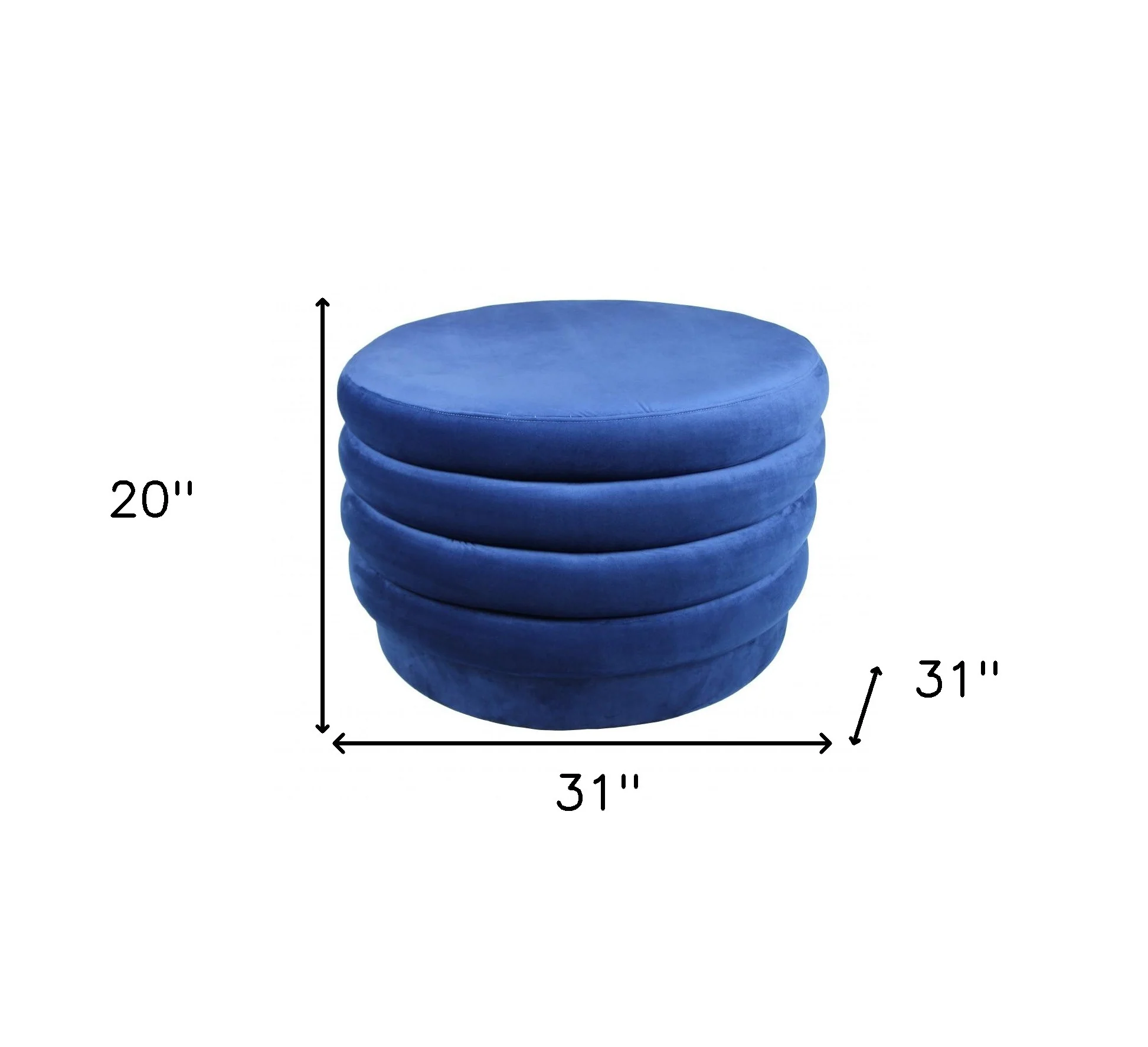 31" Blue Velvet Tufted Round Cocktail Ottoman - Image 5