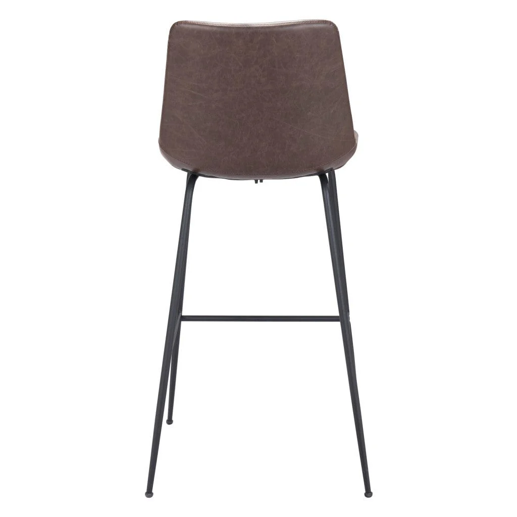 31 " Brown And Black Steel Low Back Bar Height Bar Chair - Image 3