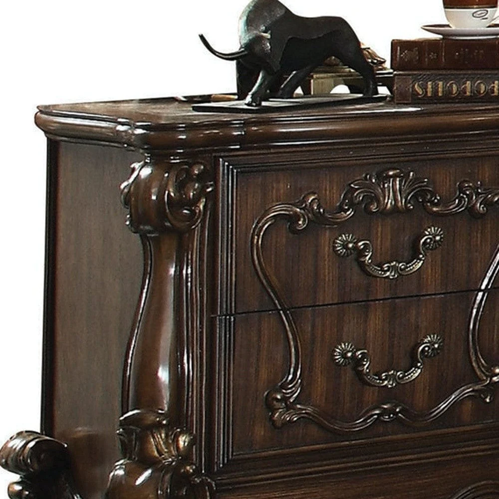 31" Brown Two Drawers Nightstand - Image 3