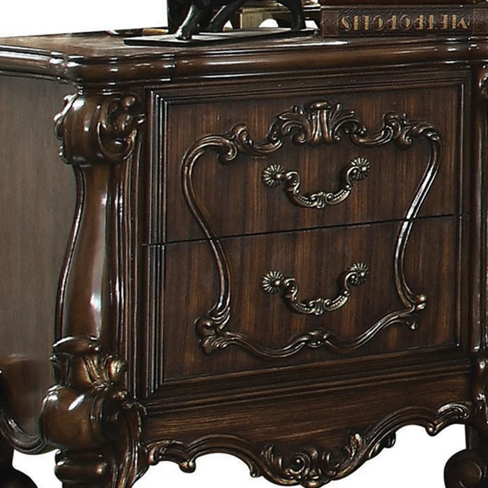 31" Brown Two Drawers Nightstand - Image 4