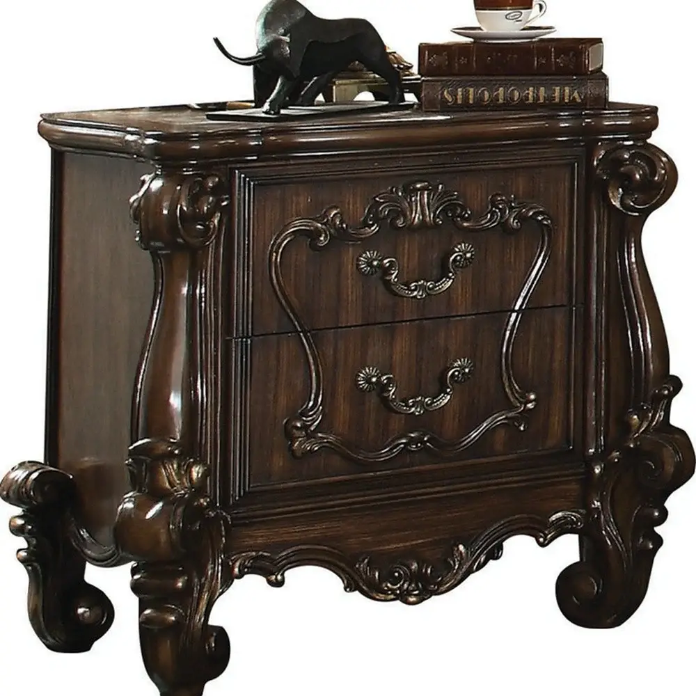 31" Brown Two Drawers Nightstand - Image 5