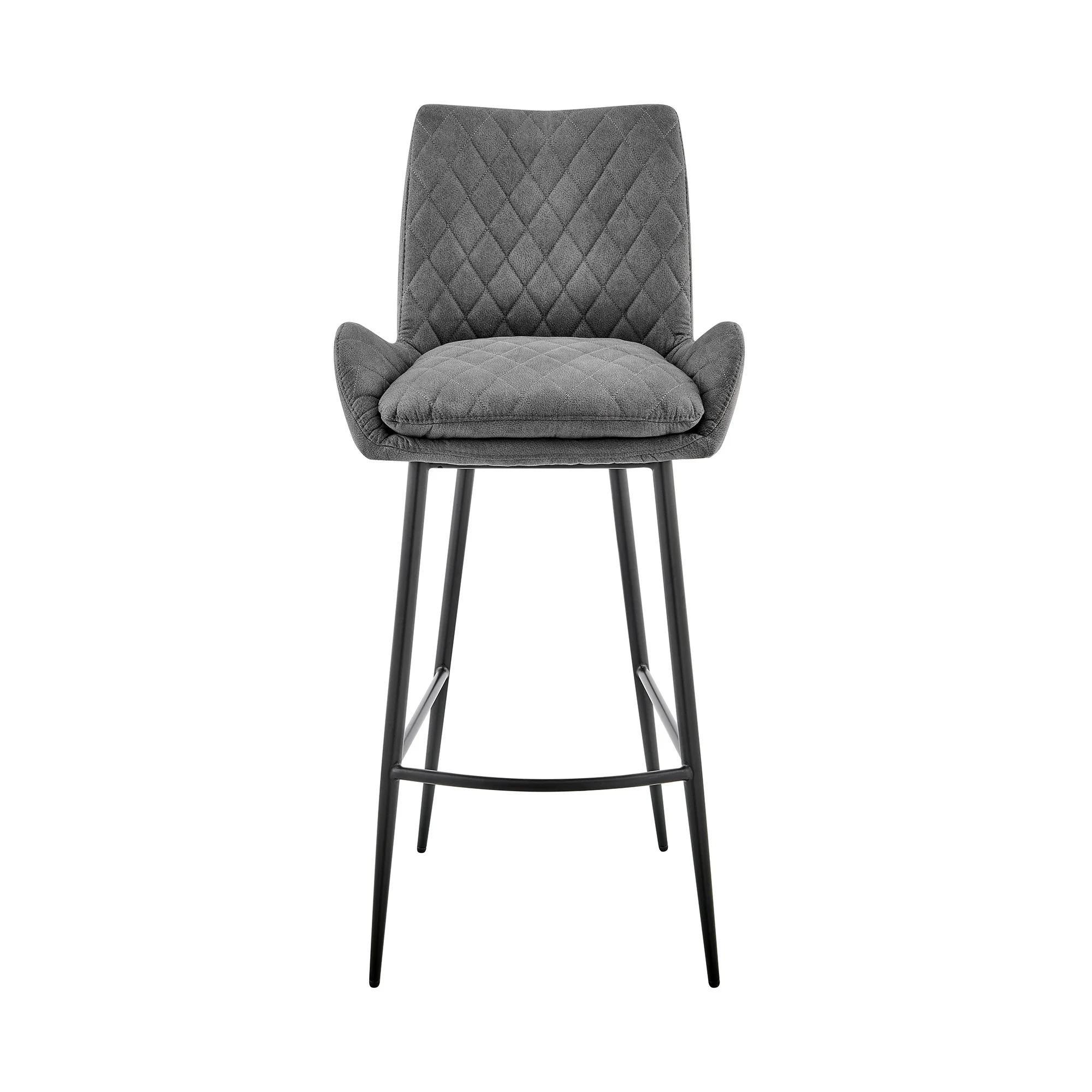 31" Charcoal And Black Iron Bar Height Bar Chair - Image 3