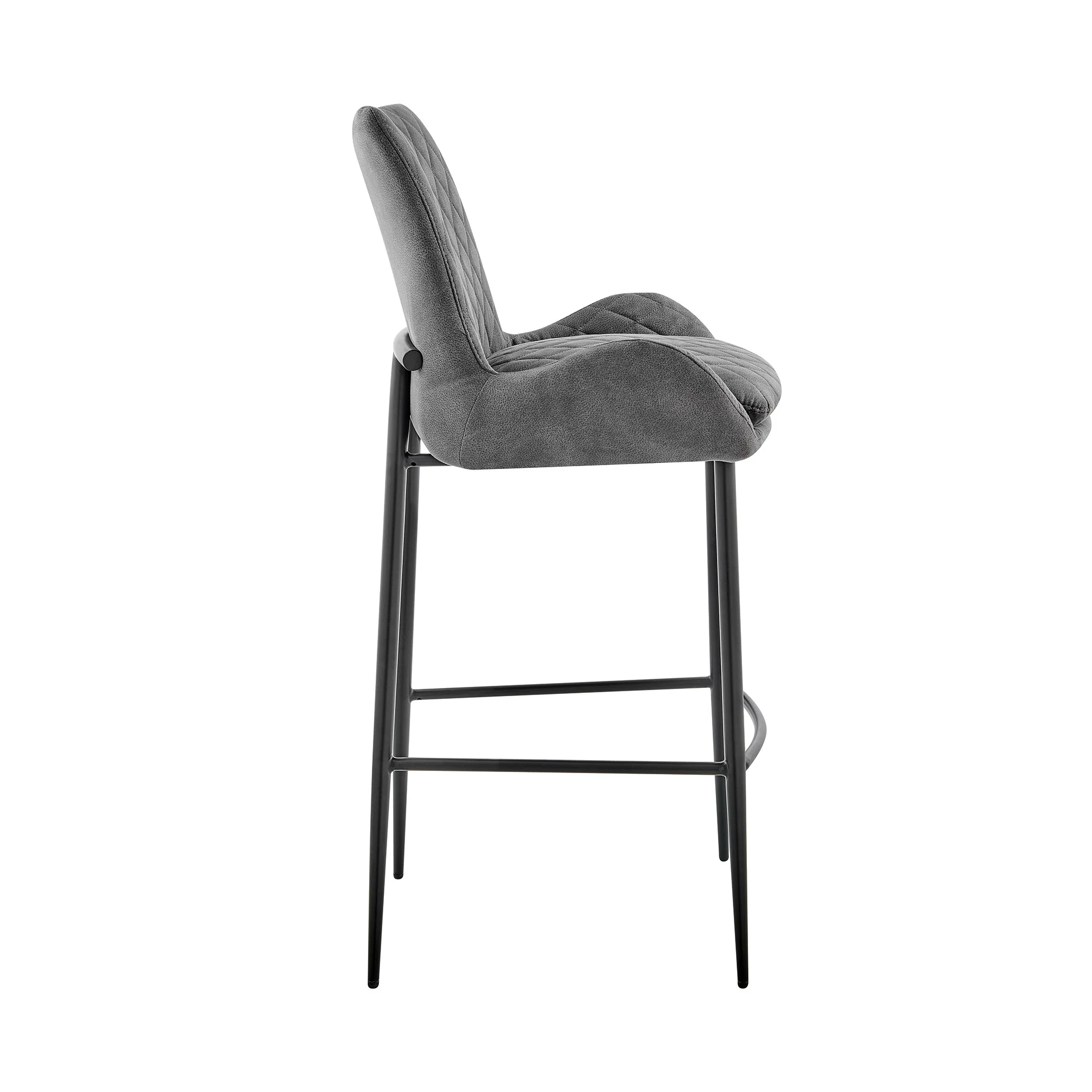 31" Charcoal And Black Iron Bar Height Bar Chair - Image 4