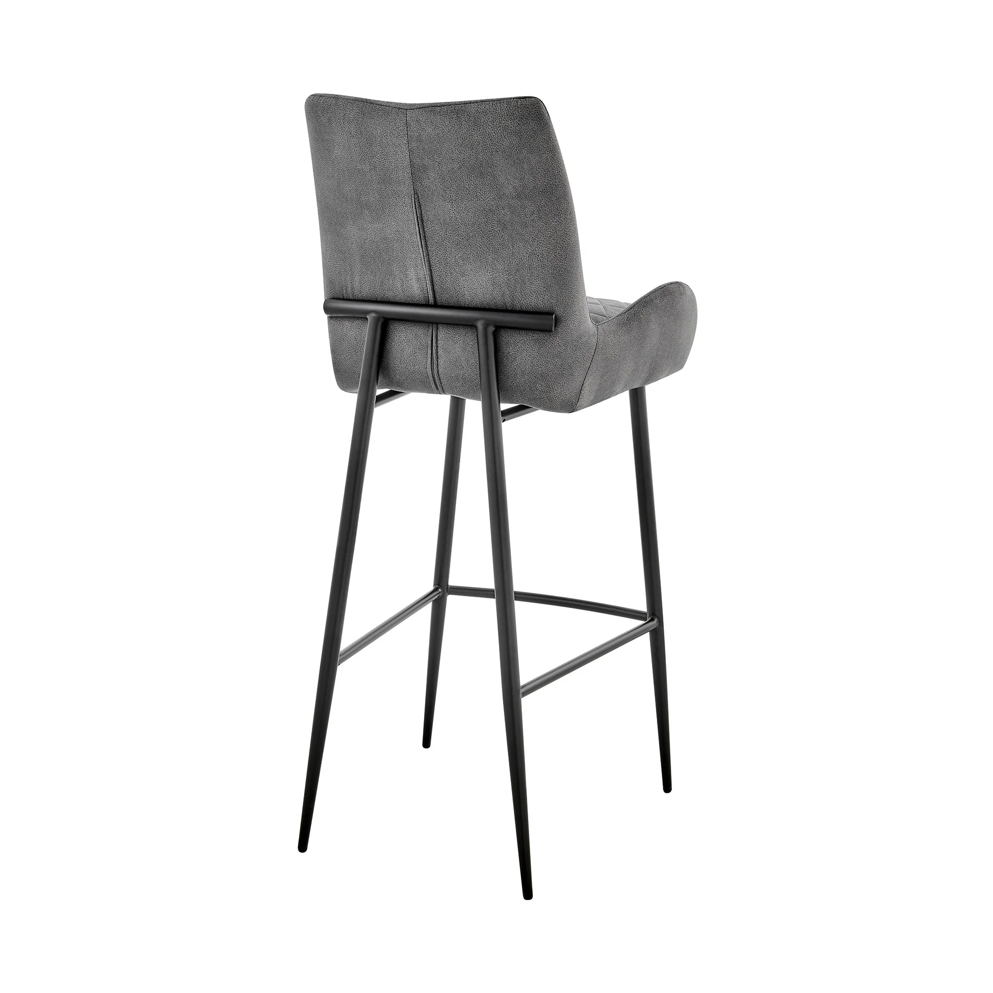 31" Charcoal And Black Iron Bar Height Bar Chair - Image 5
