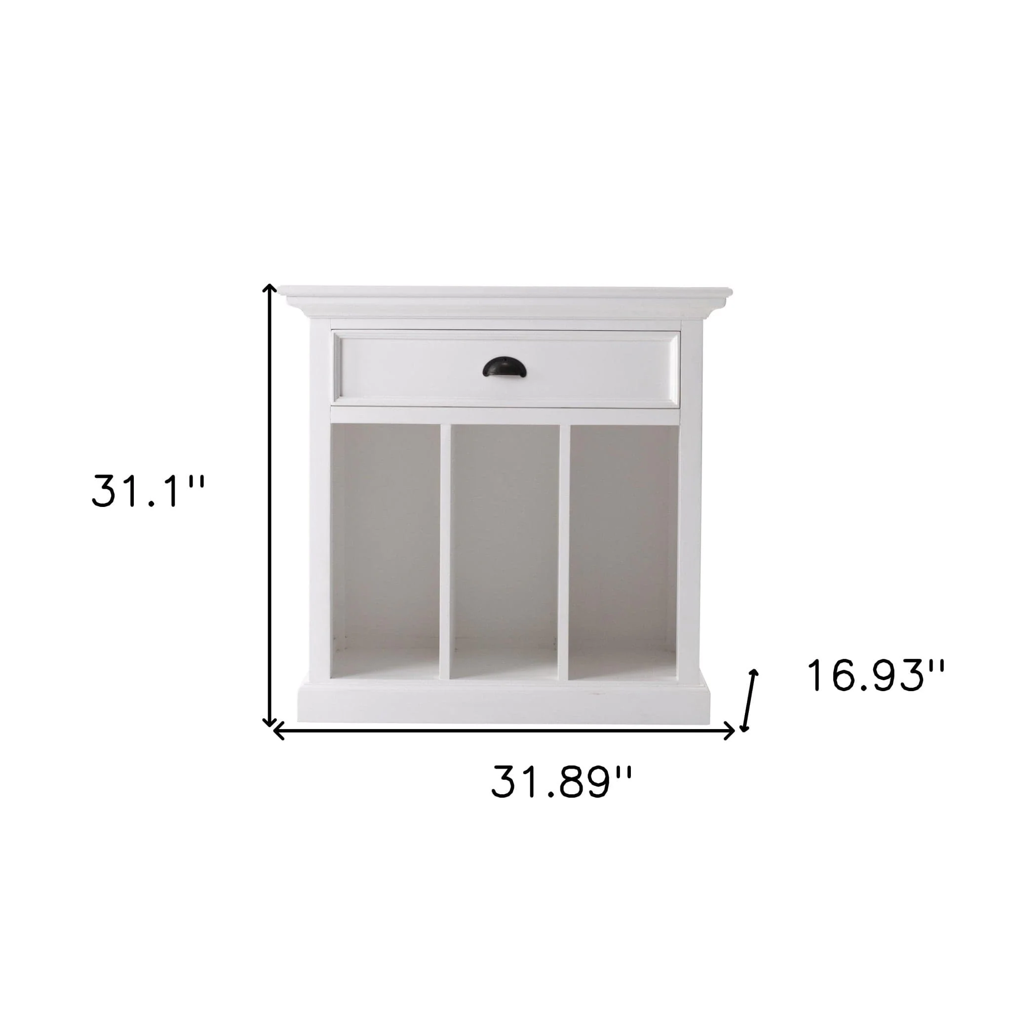 31" Distressed White Wood Nightstand with Dividers - Image 9