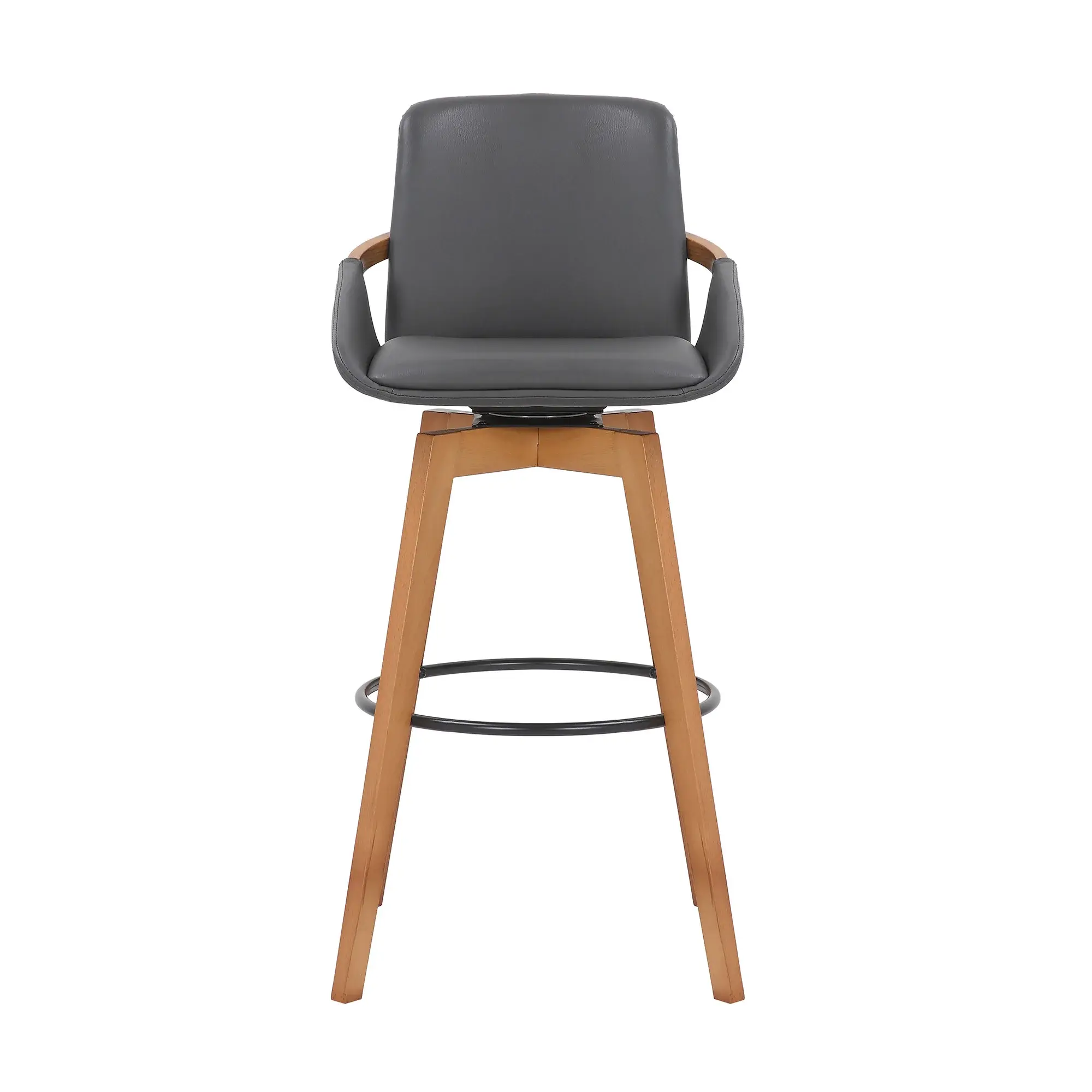 31" Gray And Black Iron Swivel Bar Height Bar Chair - Image 3
