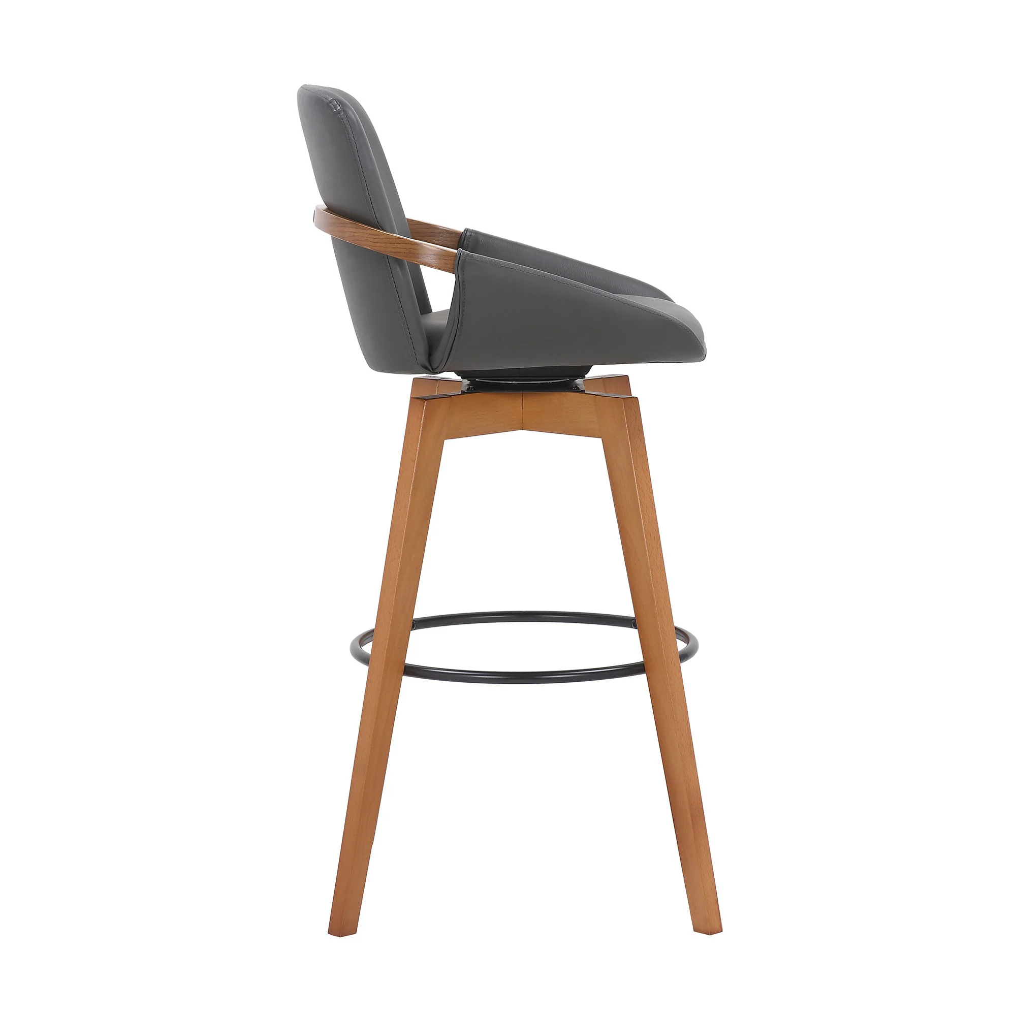 31" Gray And Black Iron Swivel Bar Height Bar Chair - Image 4