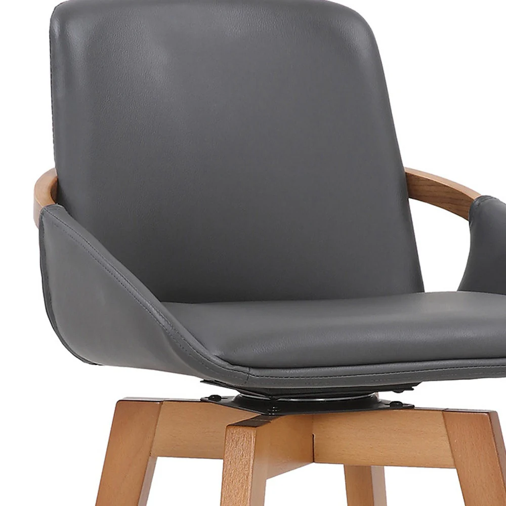 31" Gray And Black Iron Swivel Bar Height Bar Chair - Image 7