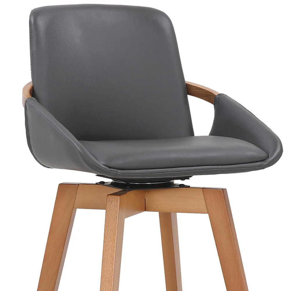 31" Gray And Black Iron Swivel Bar Height Bar Chair - Image 8