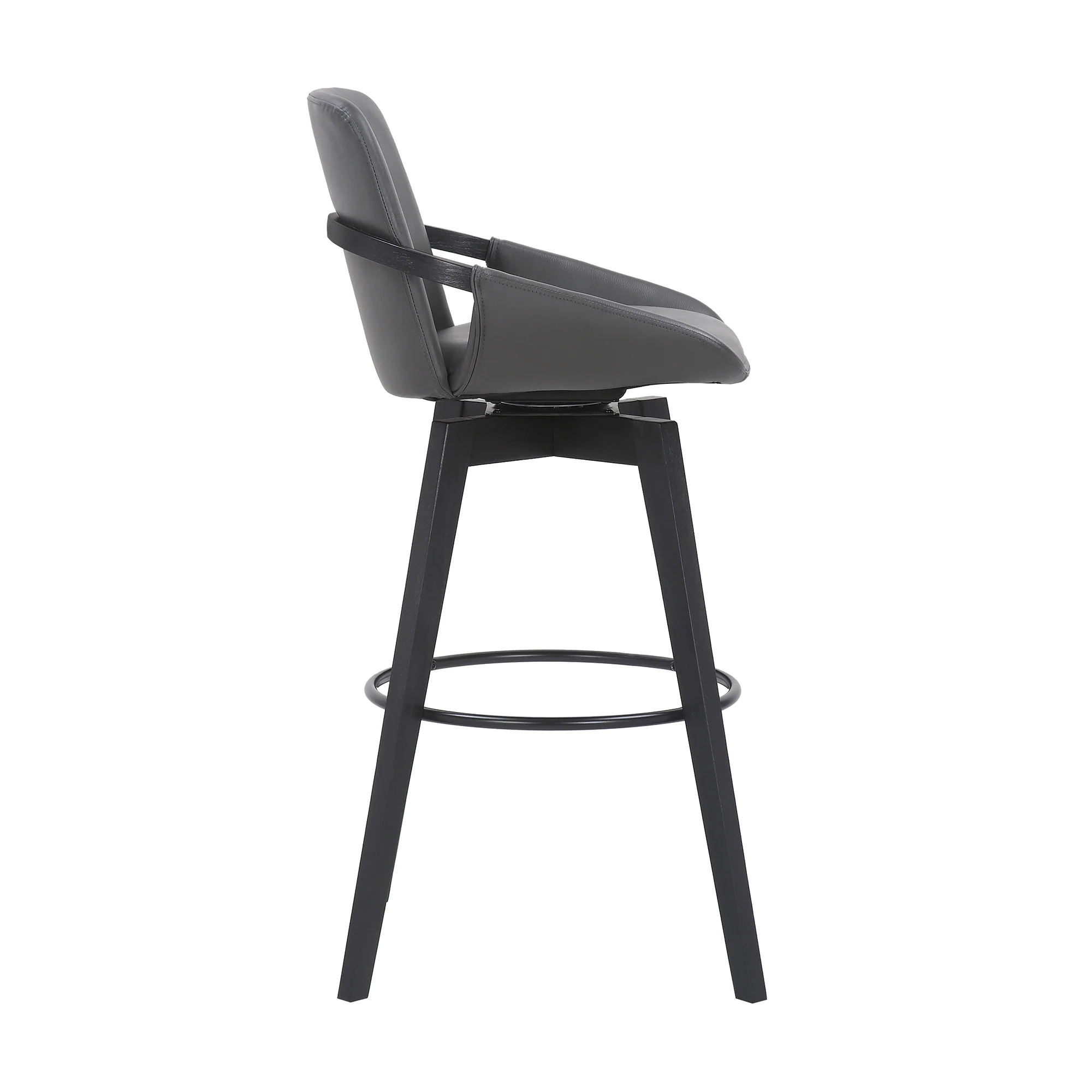 31" Gray And Black Iron Swivel Bar Height Bar Chair - Image 3