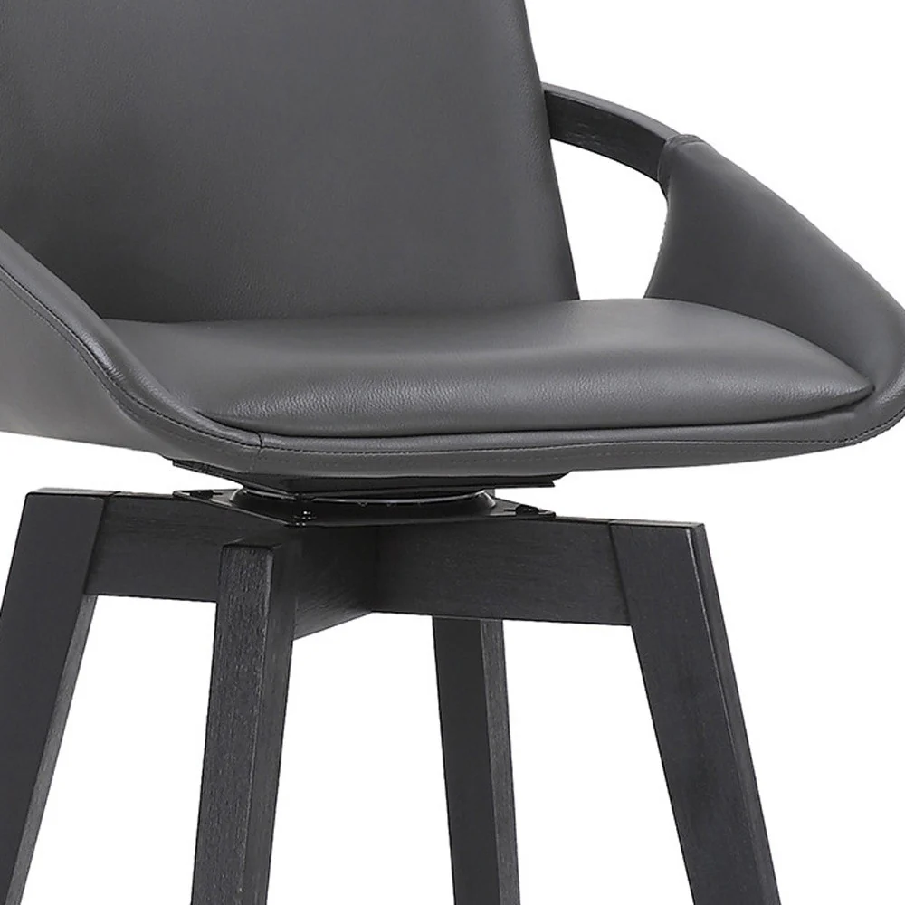 31" Gray And Black Iron Swivel Bar Height Bar Chair - Image 6