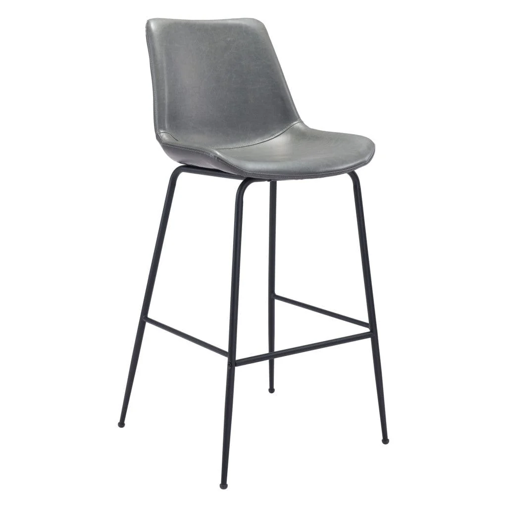 31 " Gray And Black Steel Low Back Bar Height Bar Chair - Image 3