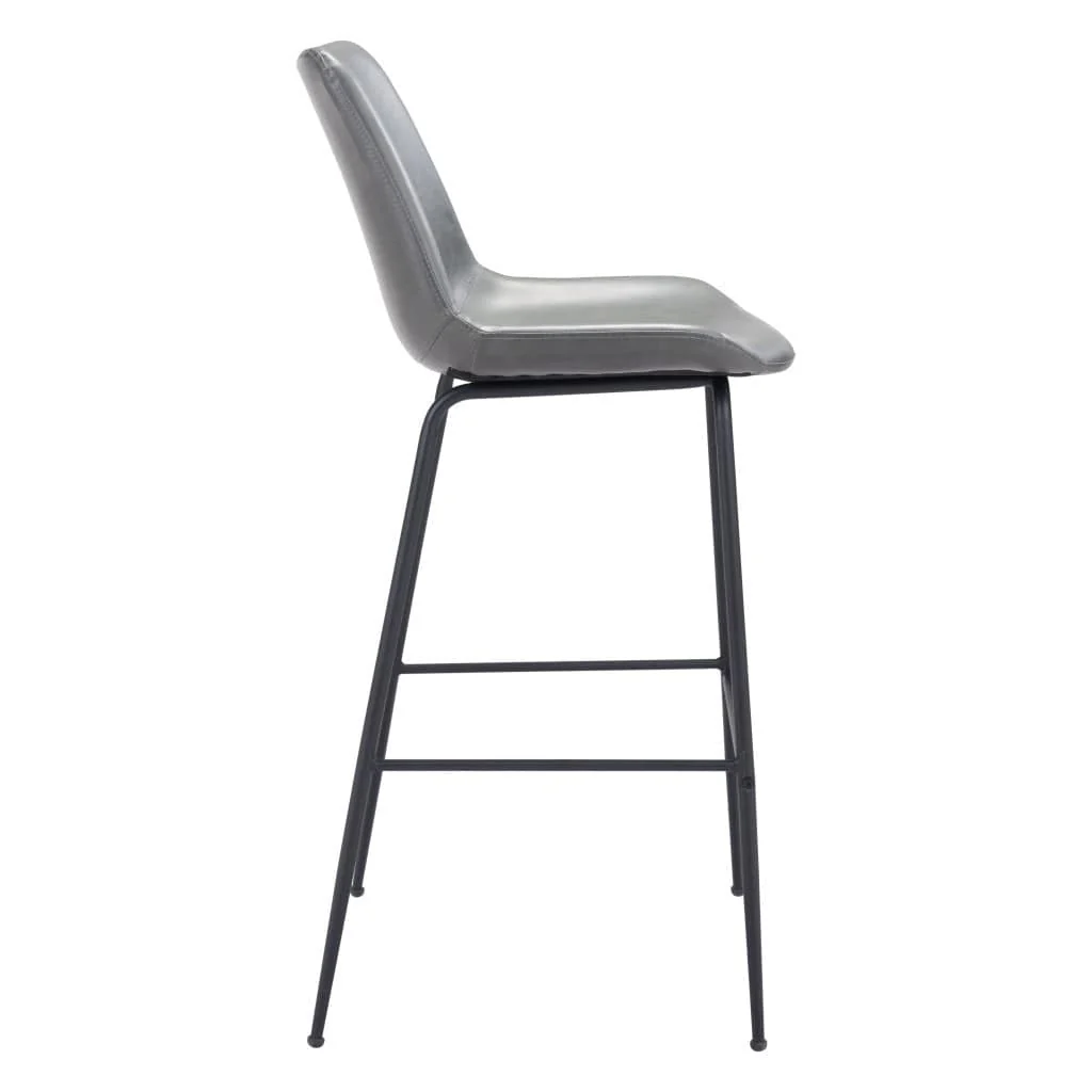 31 " Gray And Black Steel Low Back Bar Height Bar Chair - Image 4