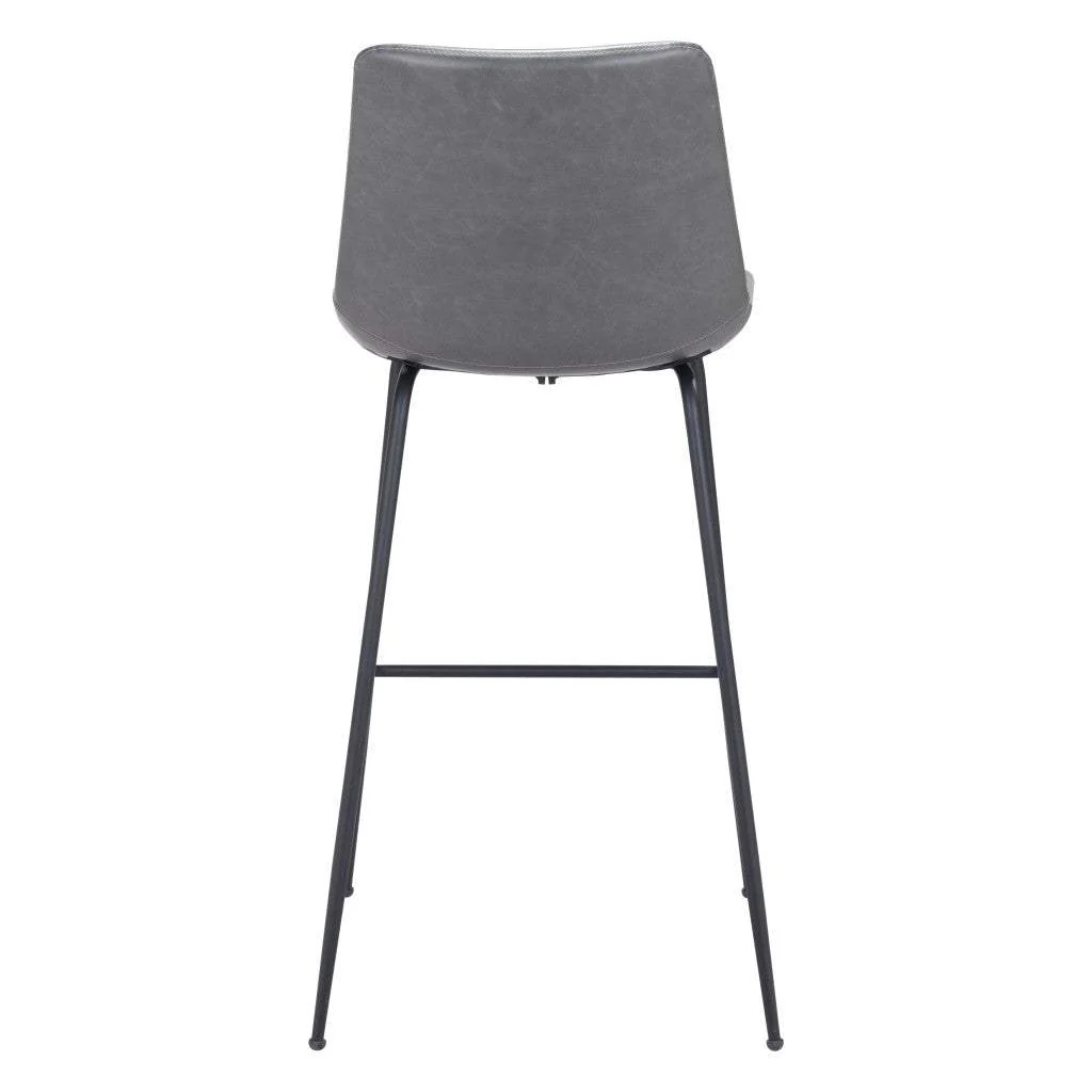 31 " Gray And Black Steel Low Back Bar Height Bar Chair - Image 5