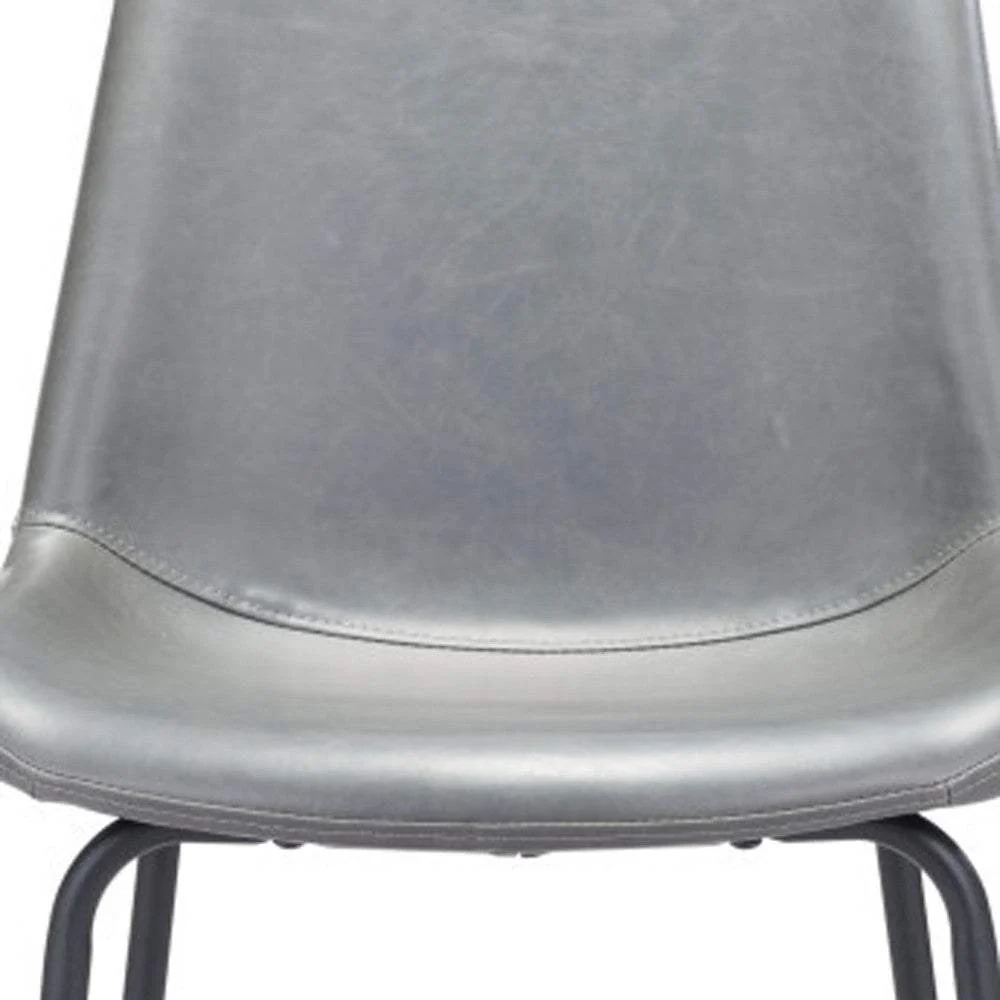 31 " Gray And Black Steel Low Back Bar Height Bar Chair - Image 6