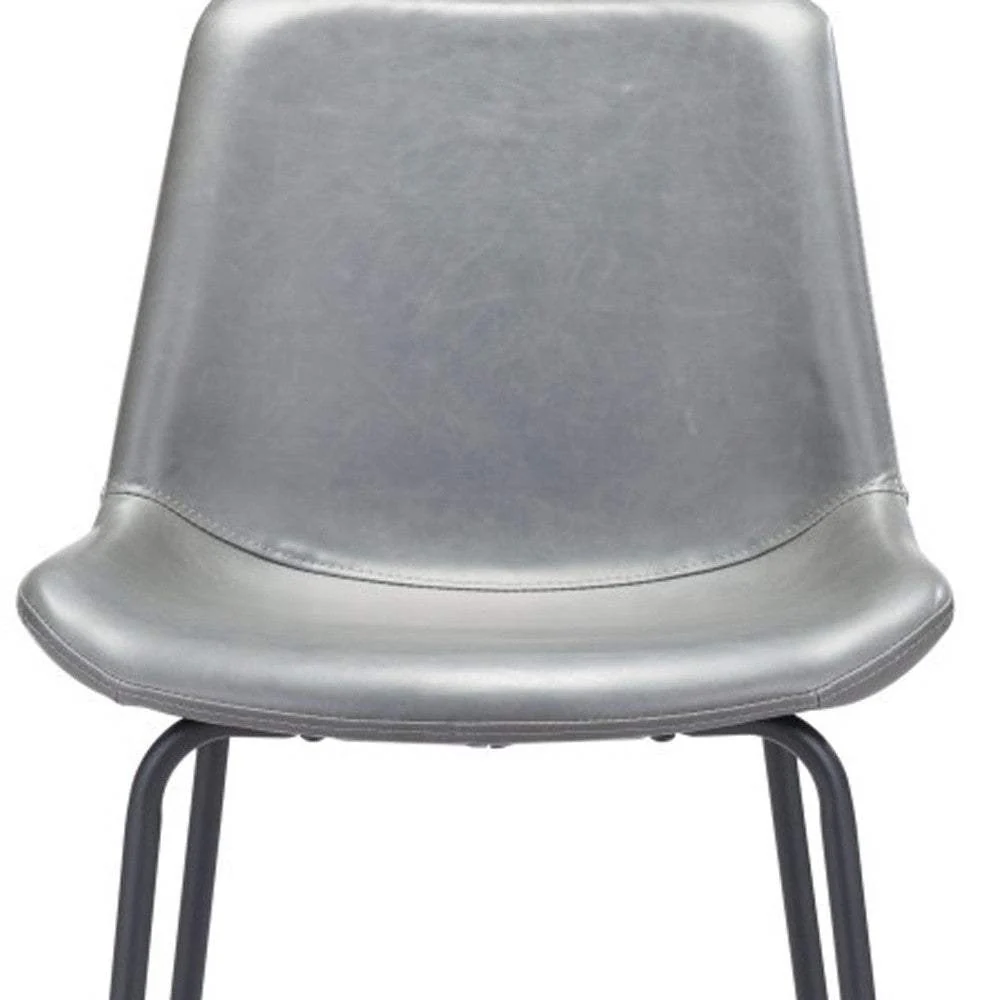31 " Gray And Black Steel Low Back Bar Height Bar Chair - Image 7