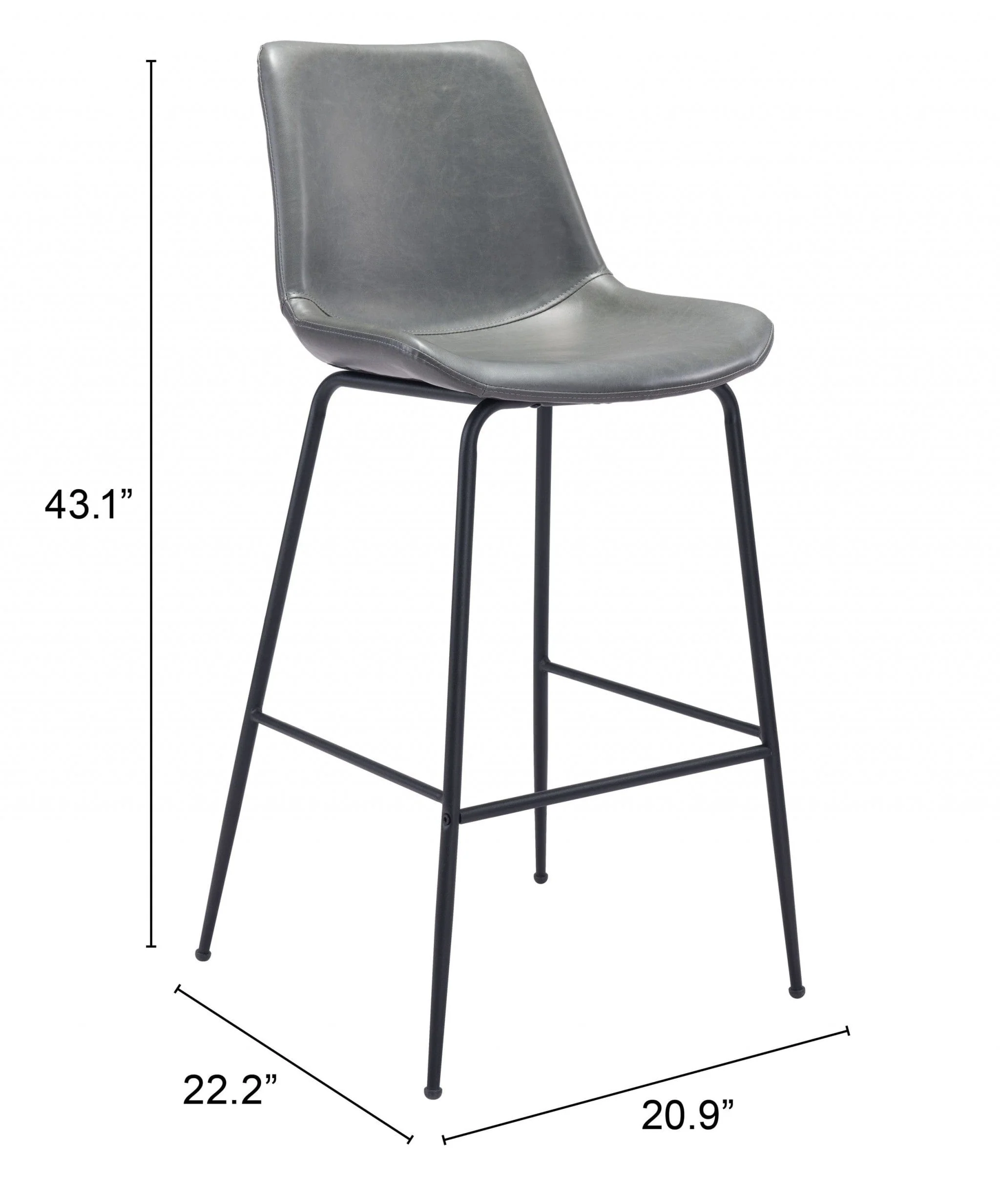 31 " Gray And Black Steel Low Back Bar Height Bar Chair - Image 8