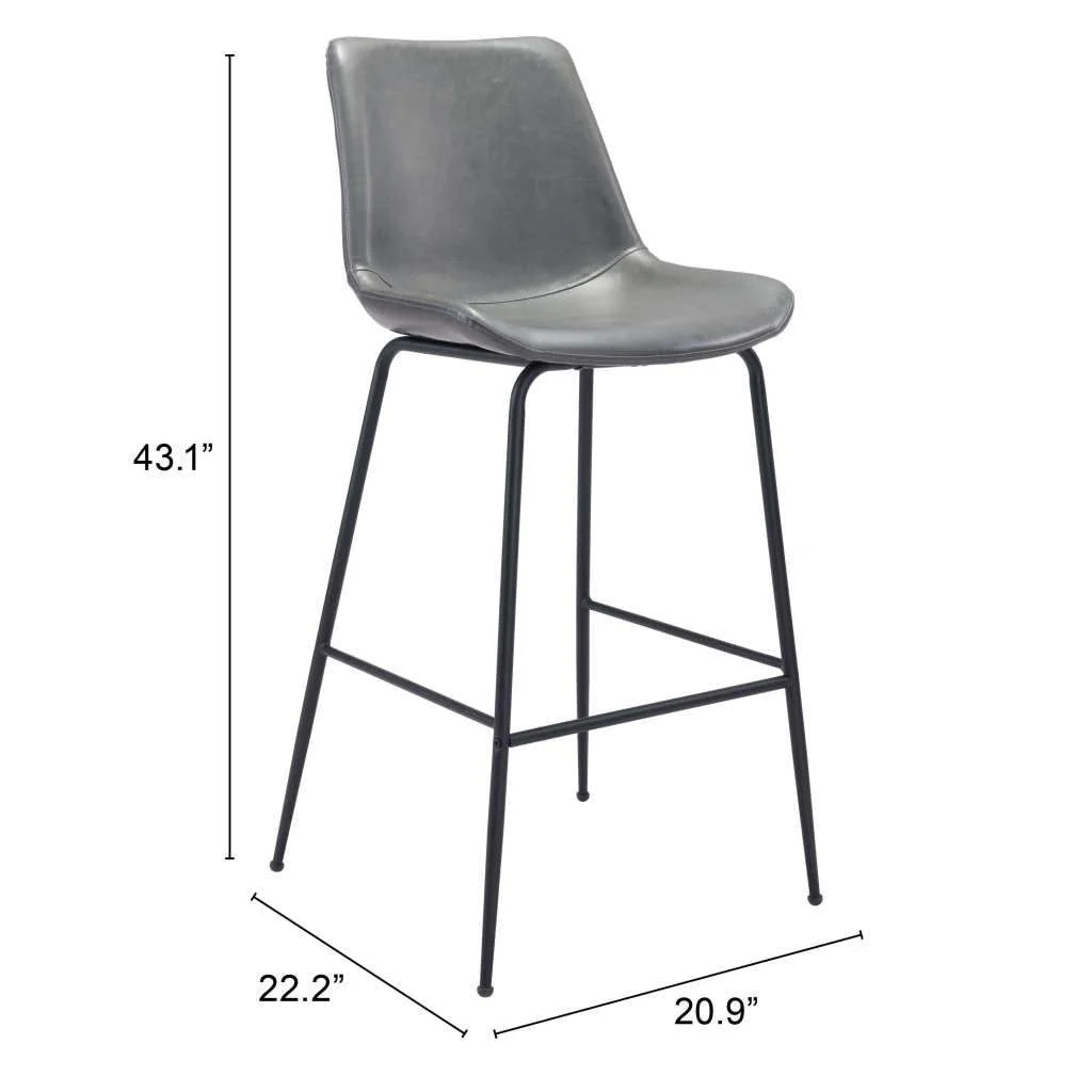 31 " Gray And Black Steel Low Back Bar Height Bar Chair - Image 9