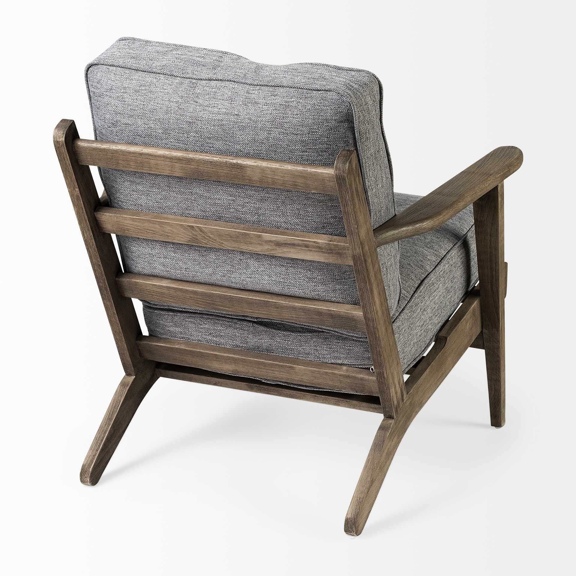 31" Gray And Brown Fabric Lounge Chair - Image 5