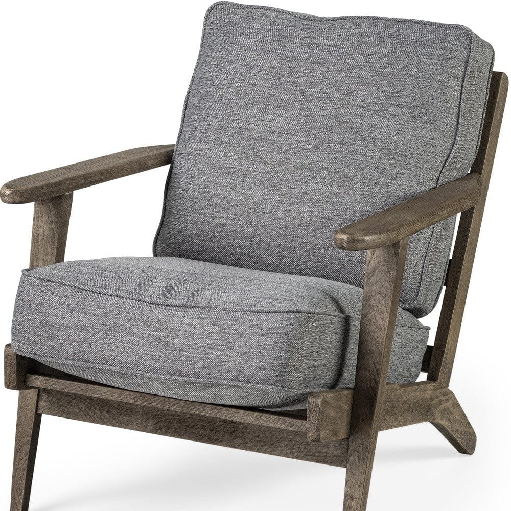 31" Gray And Brown Fabric Lounge Chair - Image 7