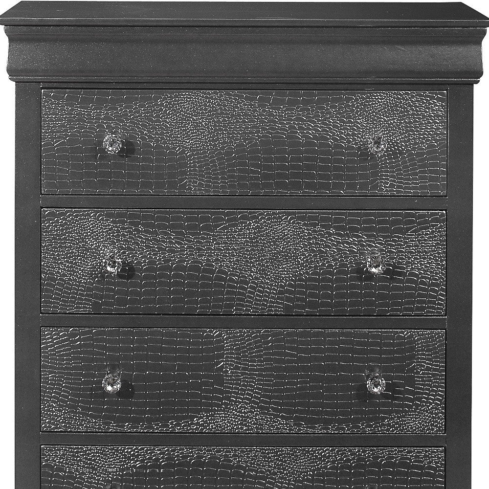 31" Metallic Grey Solid Wood Five Drawer Chest - Image 4