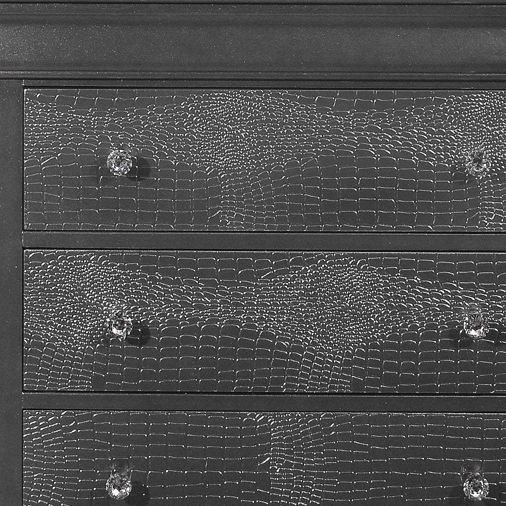 31" Metallic Grey Solid Wood Five Drawer Chest - Image 5