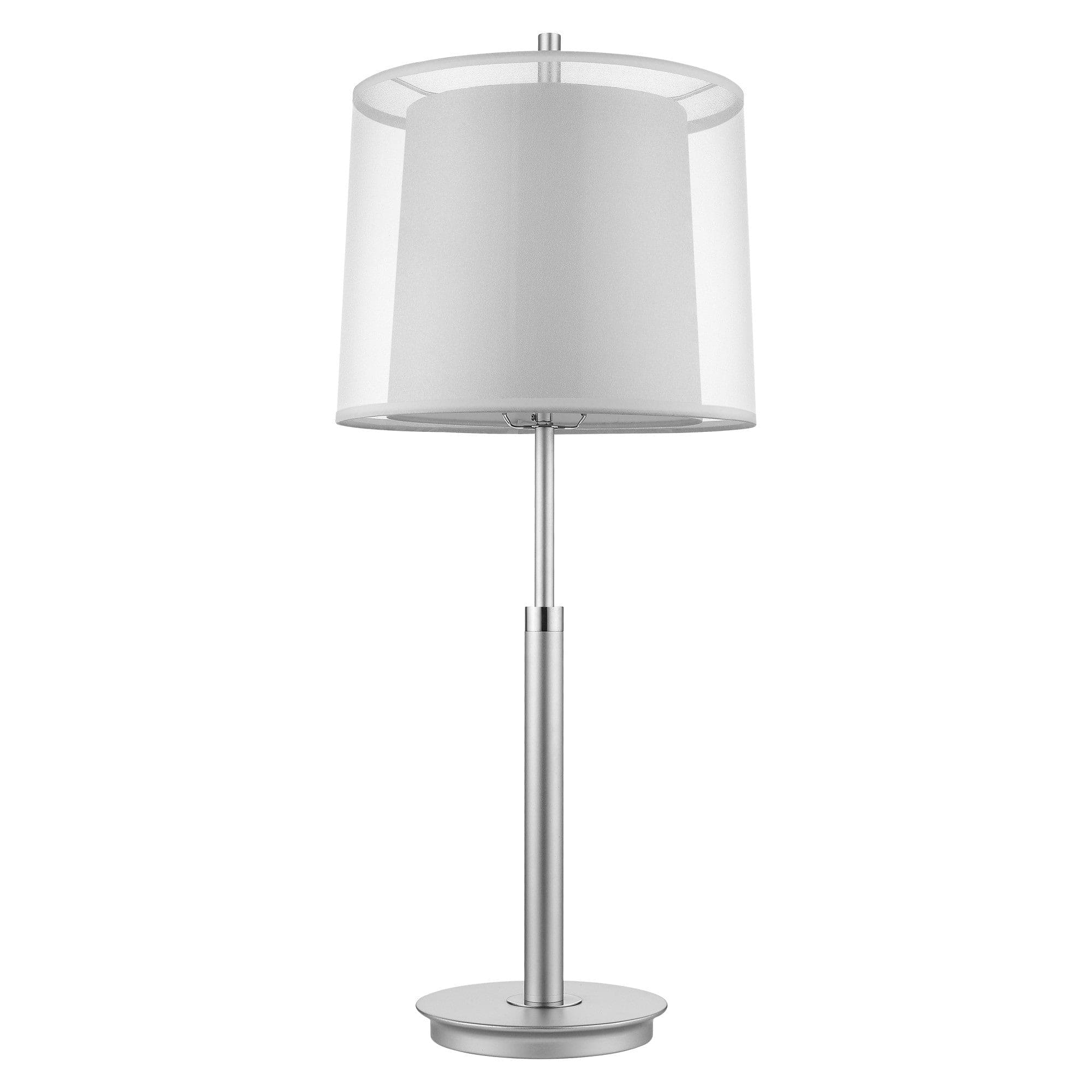 31" Silver Metal Table Lamp With White Empire Shade - Image 2