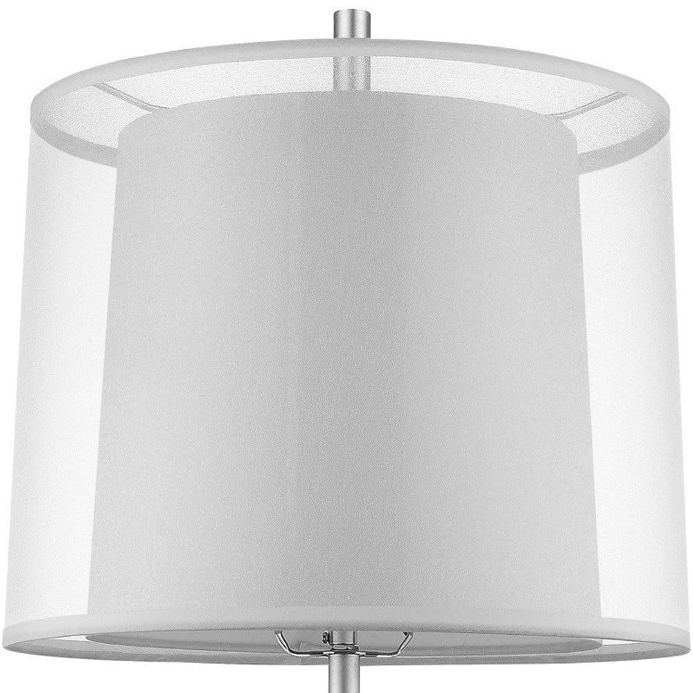 31" Silver Metal Table Lamp With White Empire Shade - Image 4