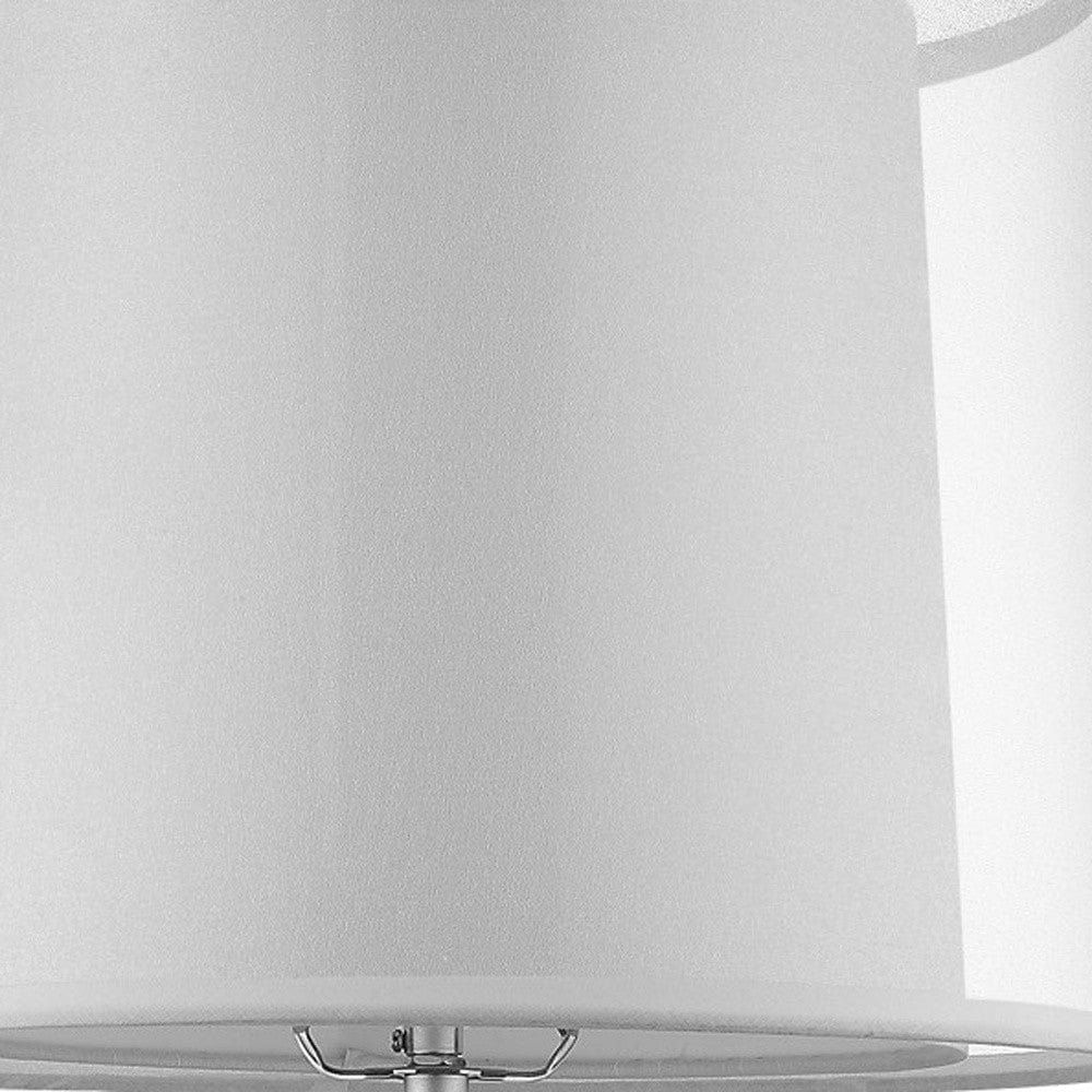 31" Silver Metal Table Lamp With White Empire Shade - Image 5