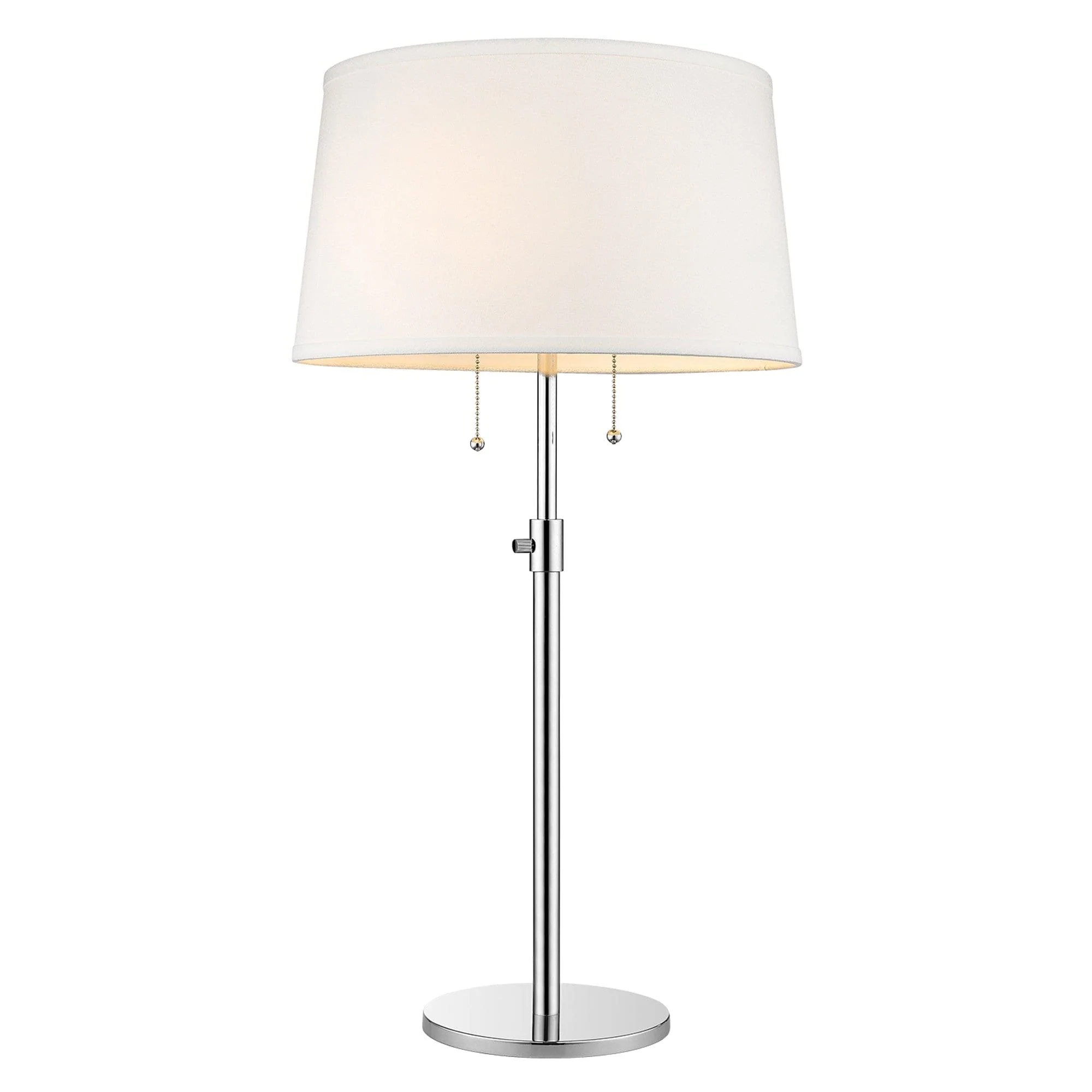 31" Silver Metal Two Light Adjustable Table Lamp With White Empire Shade - Image 2