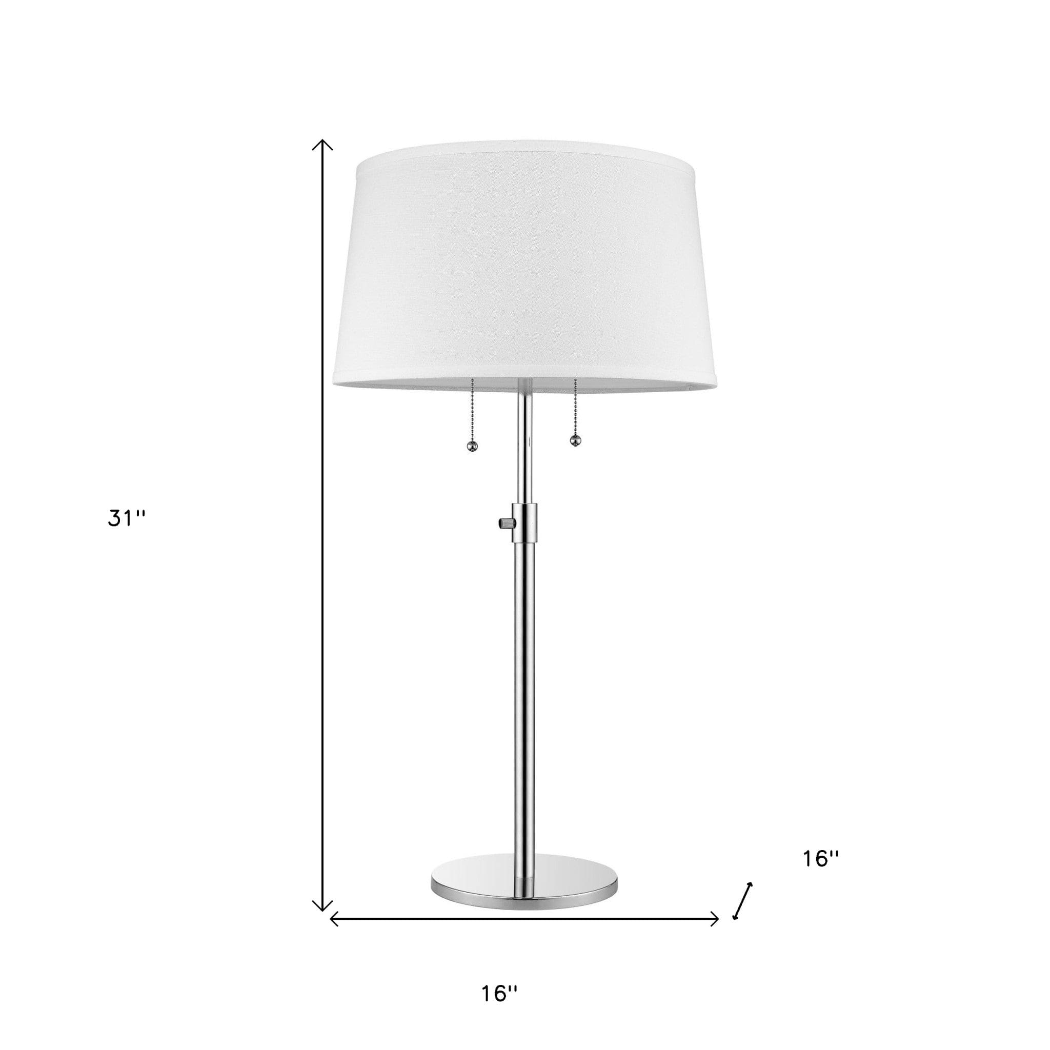 31" Silver Metal Two Light Adjustable Table Lamp With White Empire Shade - Image 5