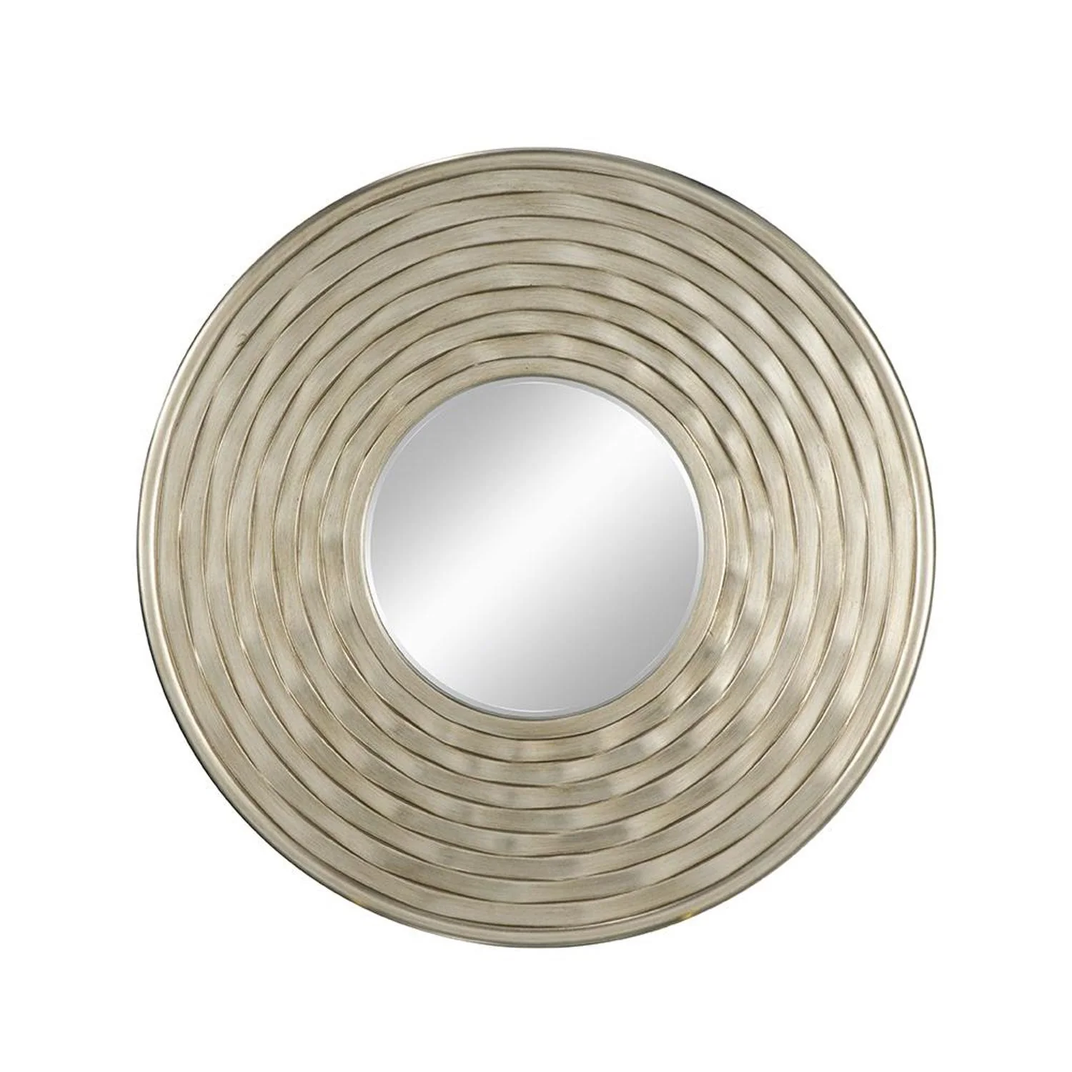 31" Silver Round Dimensional Thick Frame Accent Mirror - Image 2