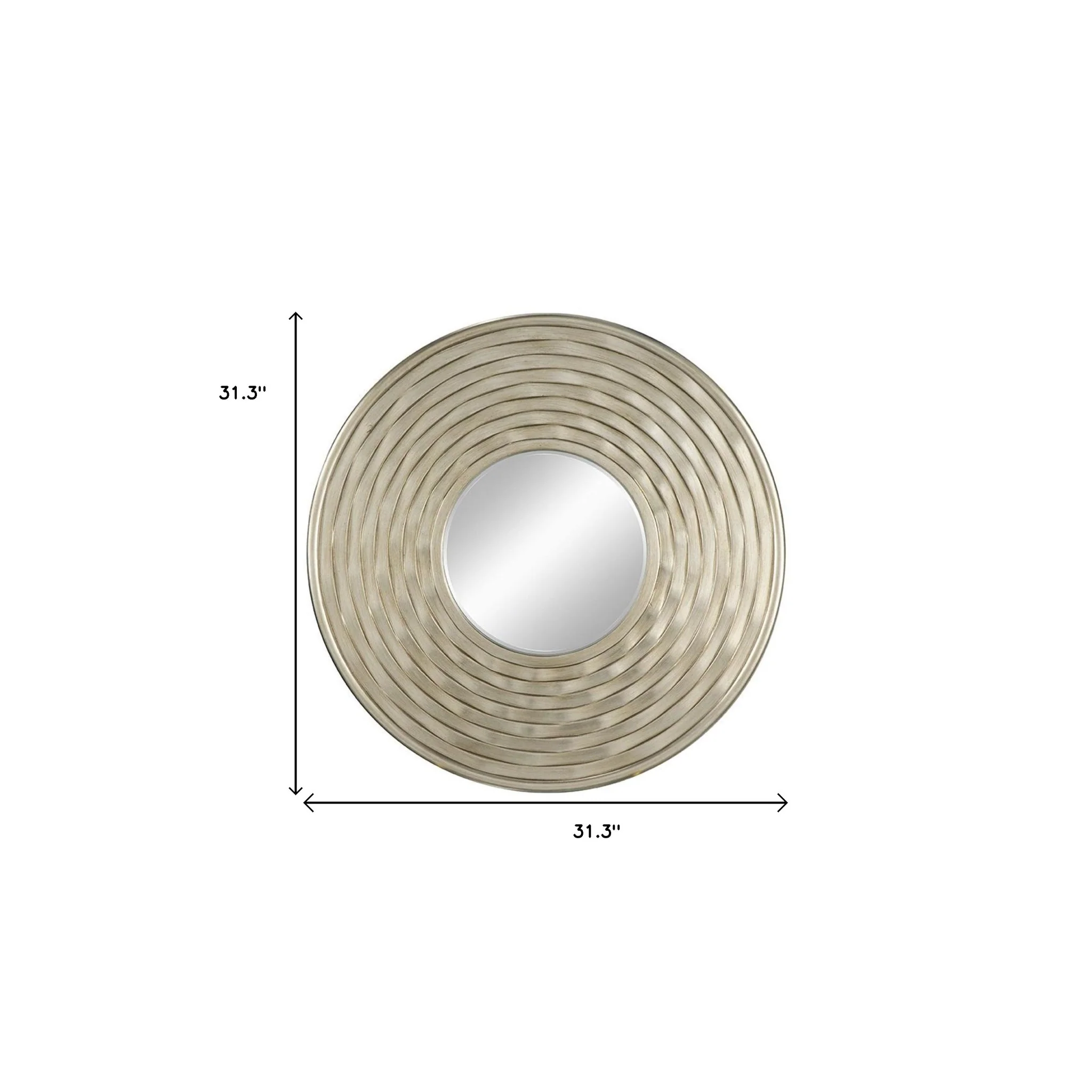31" Silver Round Dimensional Thick Frame Accent Mirror - Image 8